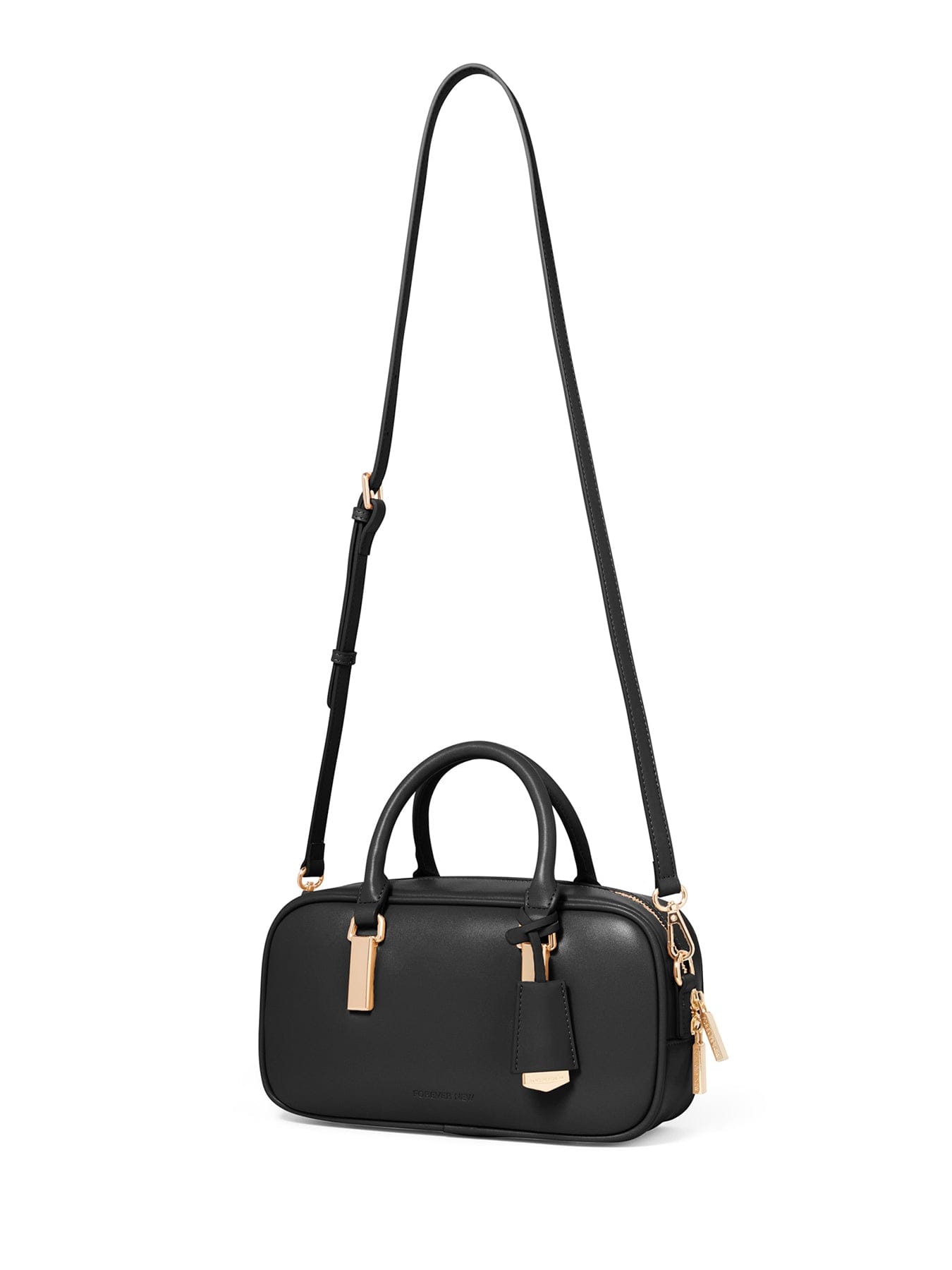 Forever New Signature Terri Metal Trim Barrel Crossbody Bag Black