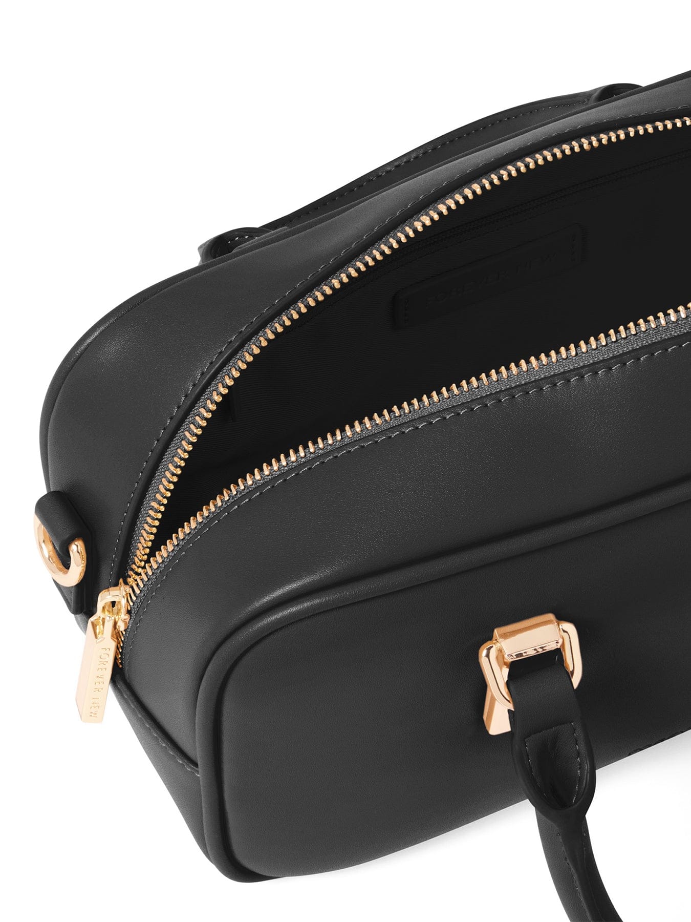 Forever New Signature Terri Metal Trim Barrel Crossbody Bag Black