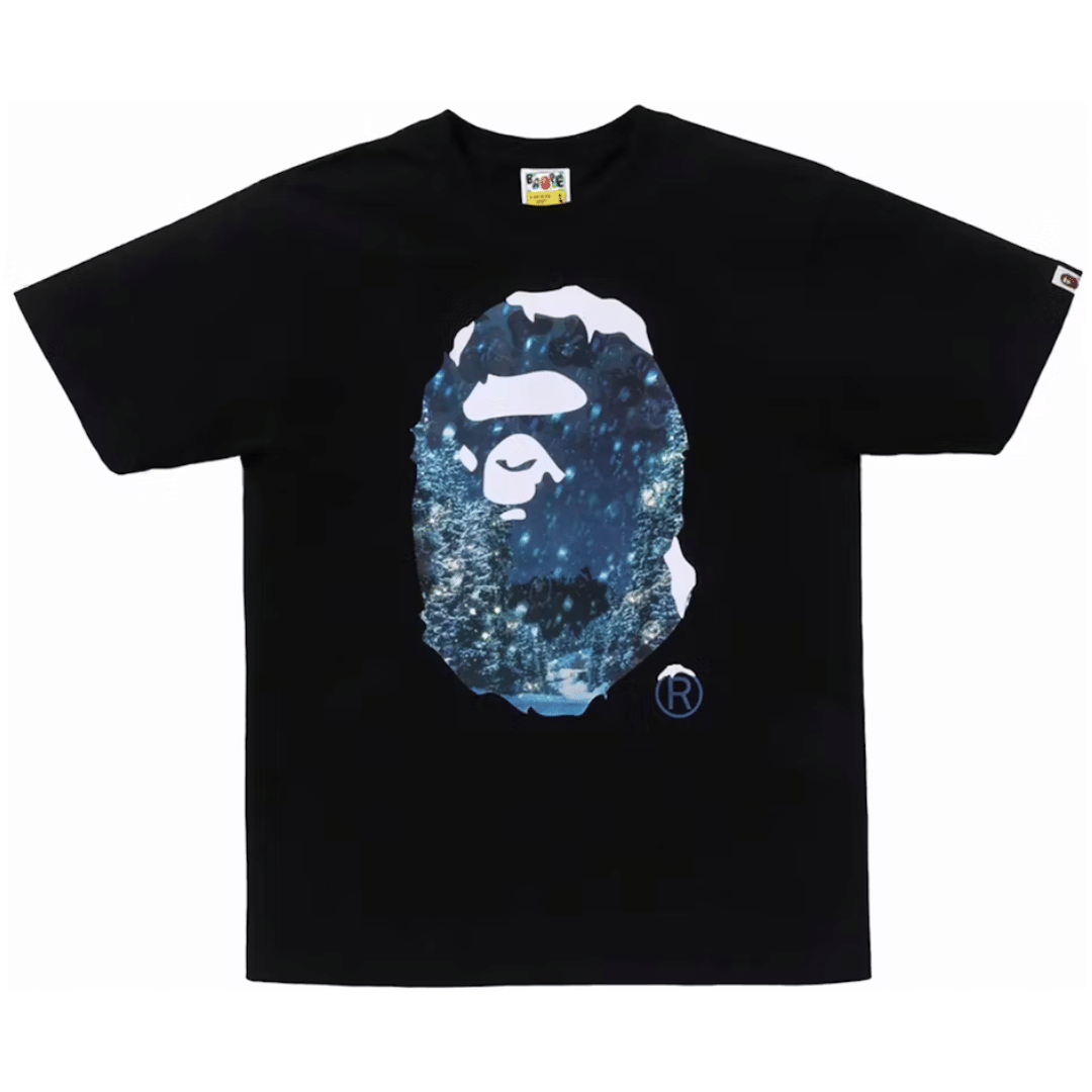 BAPE Christmas Photo Ape Head T-Shirt Black