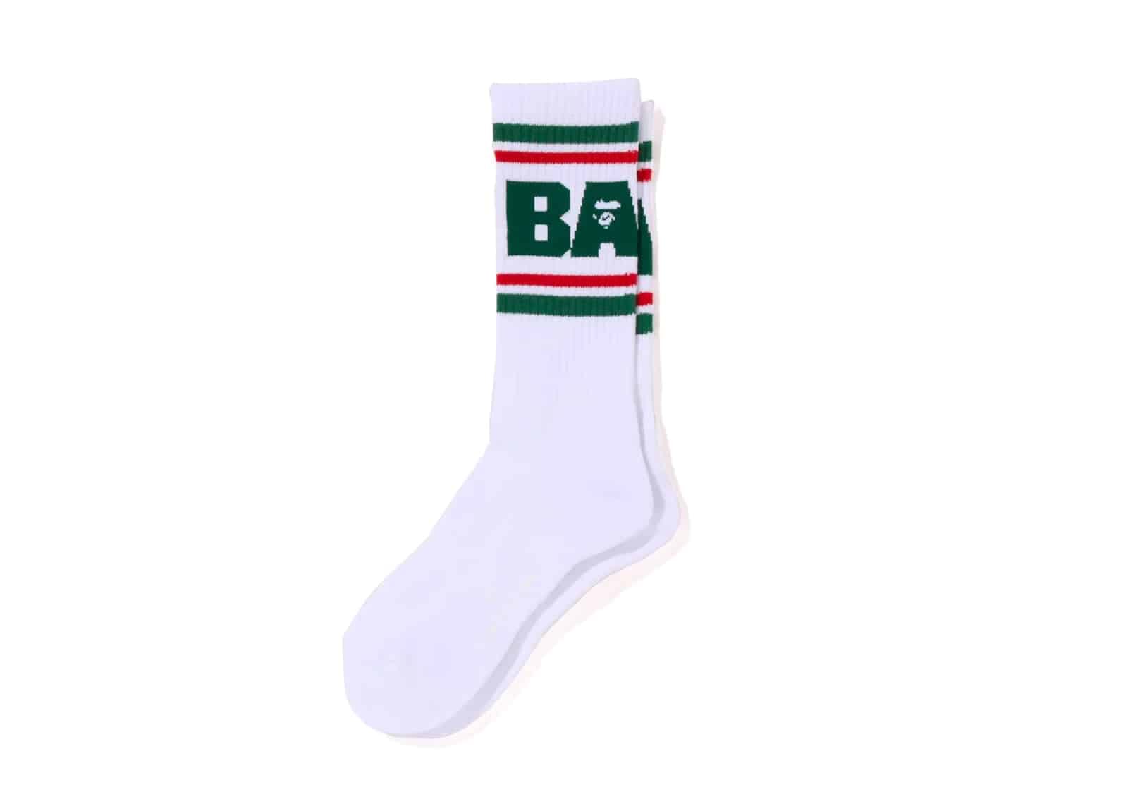 Bape Line Socks White/Green