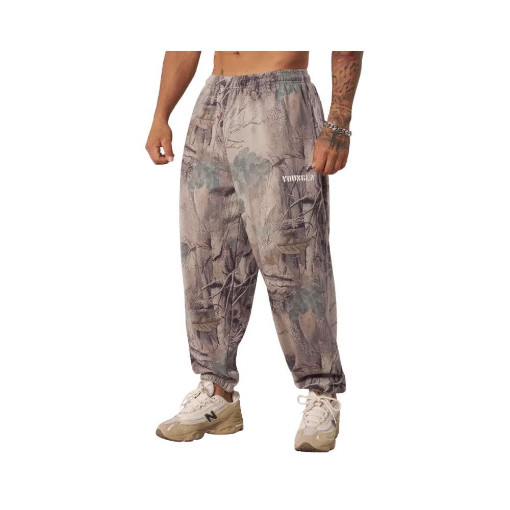 YoungLA Tree Camo Collection Baggy Joggers Beige Tree Camo