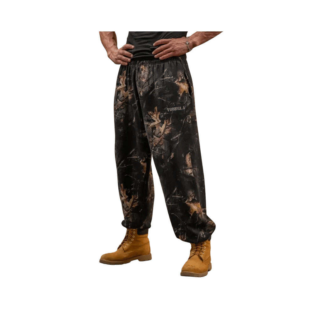 YoungLA Tree Camo Collection Baggy Joggers Black Tree Camo
