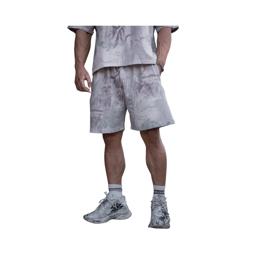 YoungLA Tree Camo Collection Shorts Beige Tree Camo
