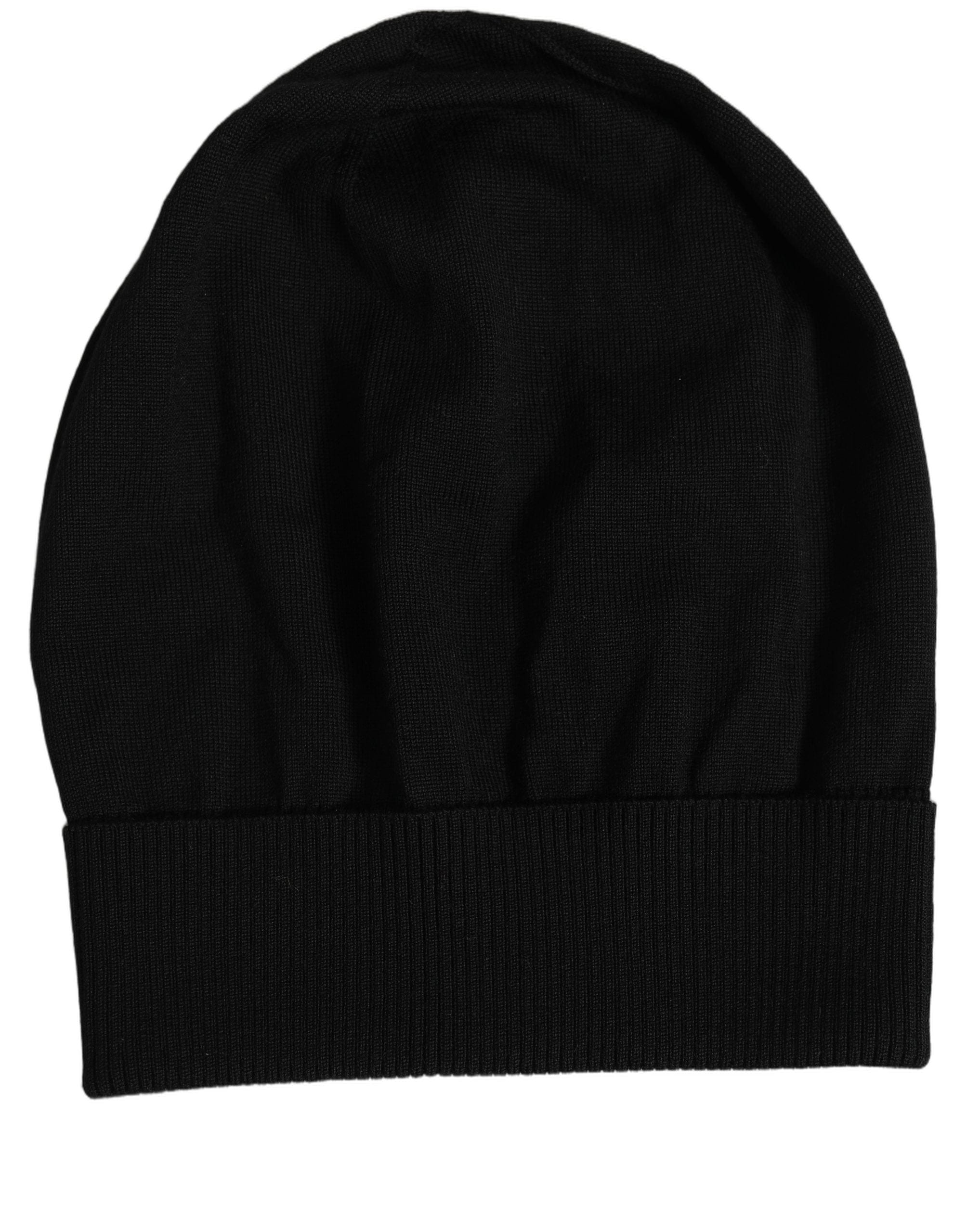Dolce & Gabbana Men Black Wool Knitted Winter Beanie Capello One Men's Hat
