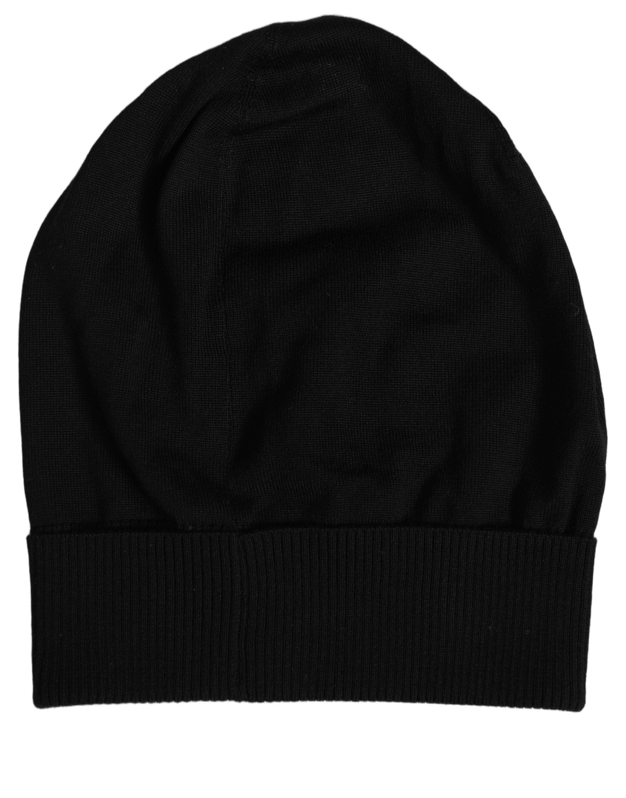 Dolce & Gabbana Men Black Wool Knitted Winter Beanie Capello One Men's Hat