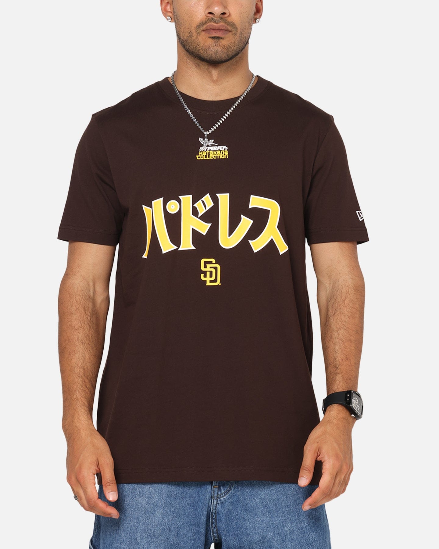 New Era San Diego Padres Hyperfly Katakana x MLB T - Shirt Dark Brown
