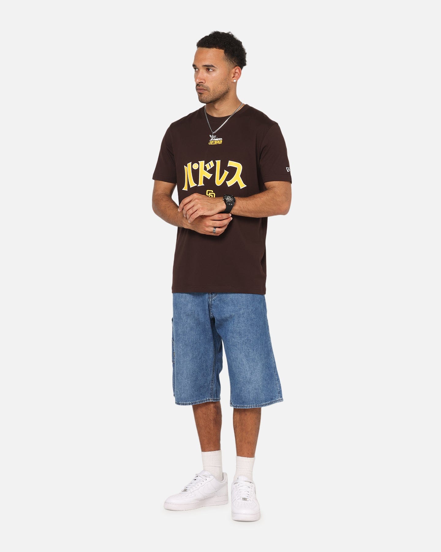 New Era San Diego Padres Hyperfly Katakana x MLB T - Shirt Dark Brown
