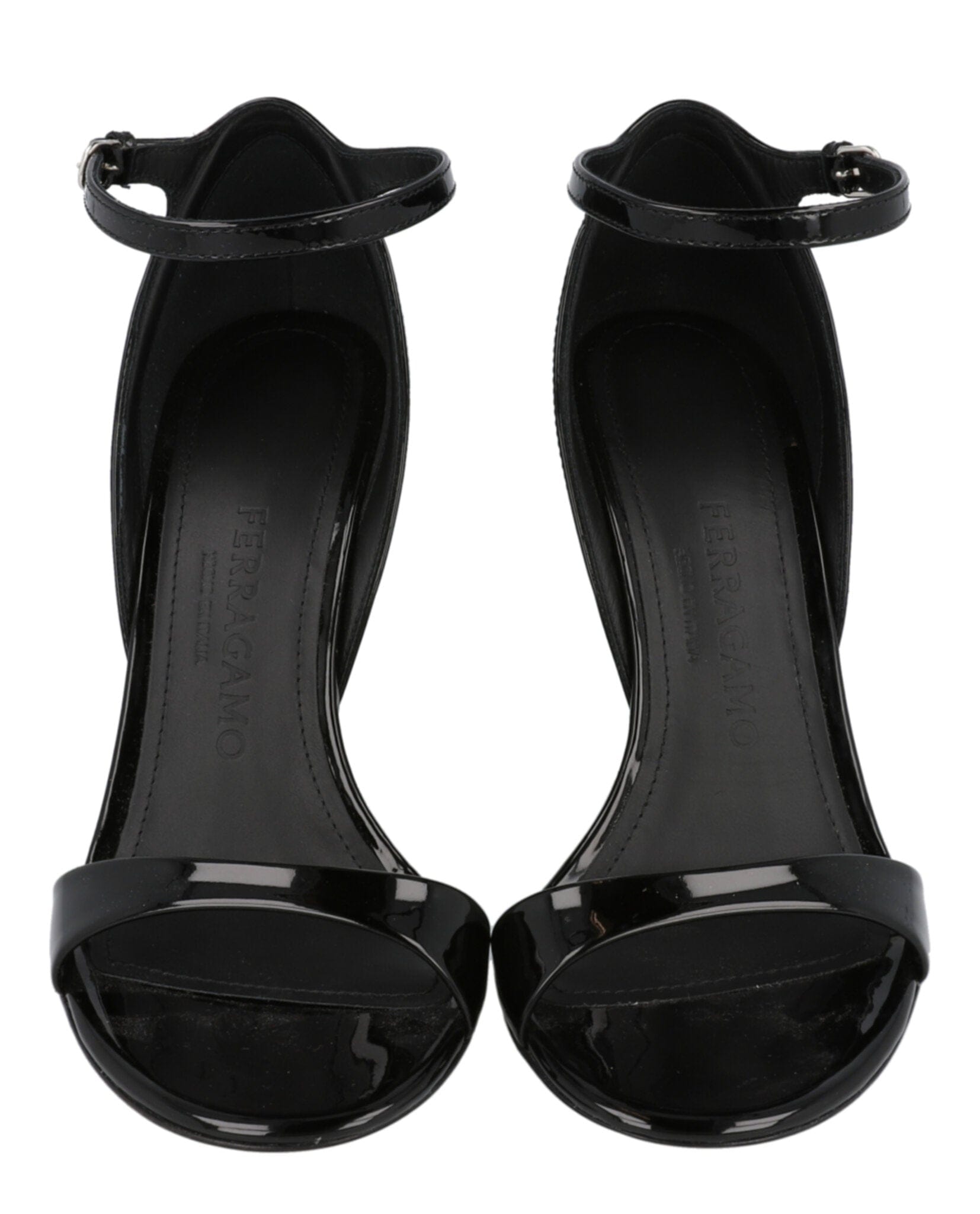 Ferragamo Womens Vidette Patent Leather Wedge Sandals