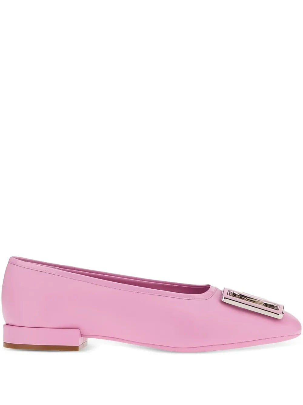 Ferragamo Buckle Leather Ballerina Flats