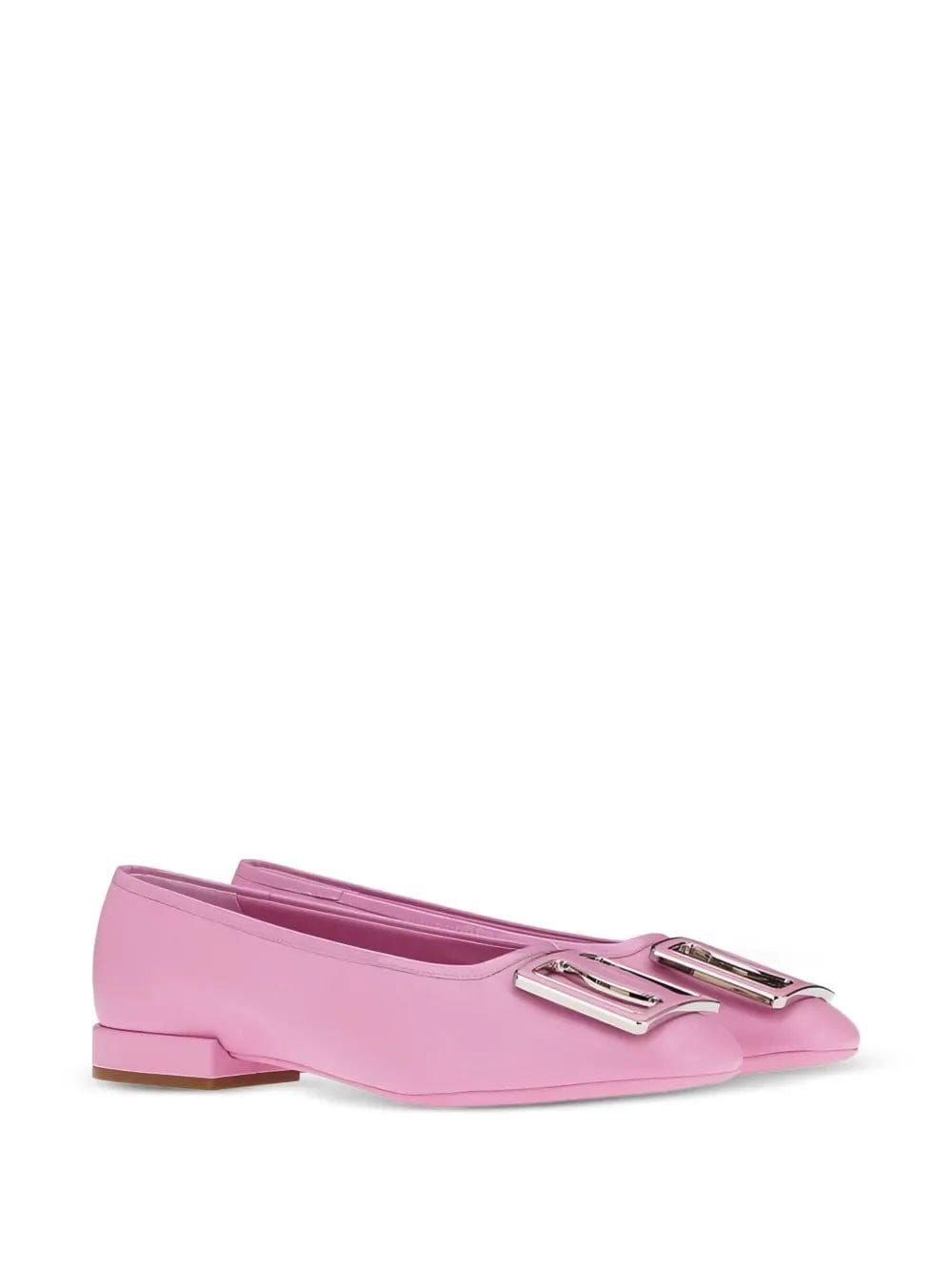 Ferragamo Buckle Leather Ballerina Flats