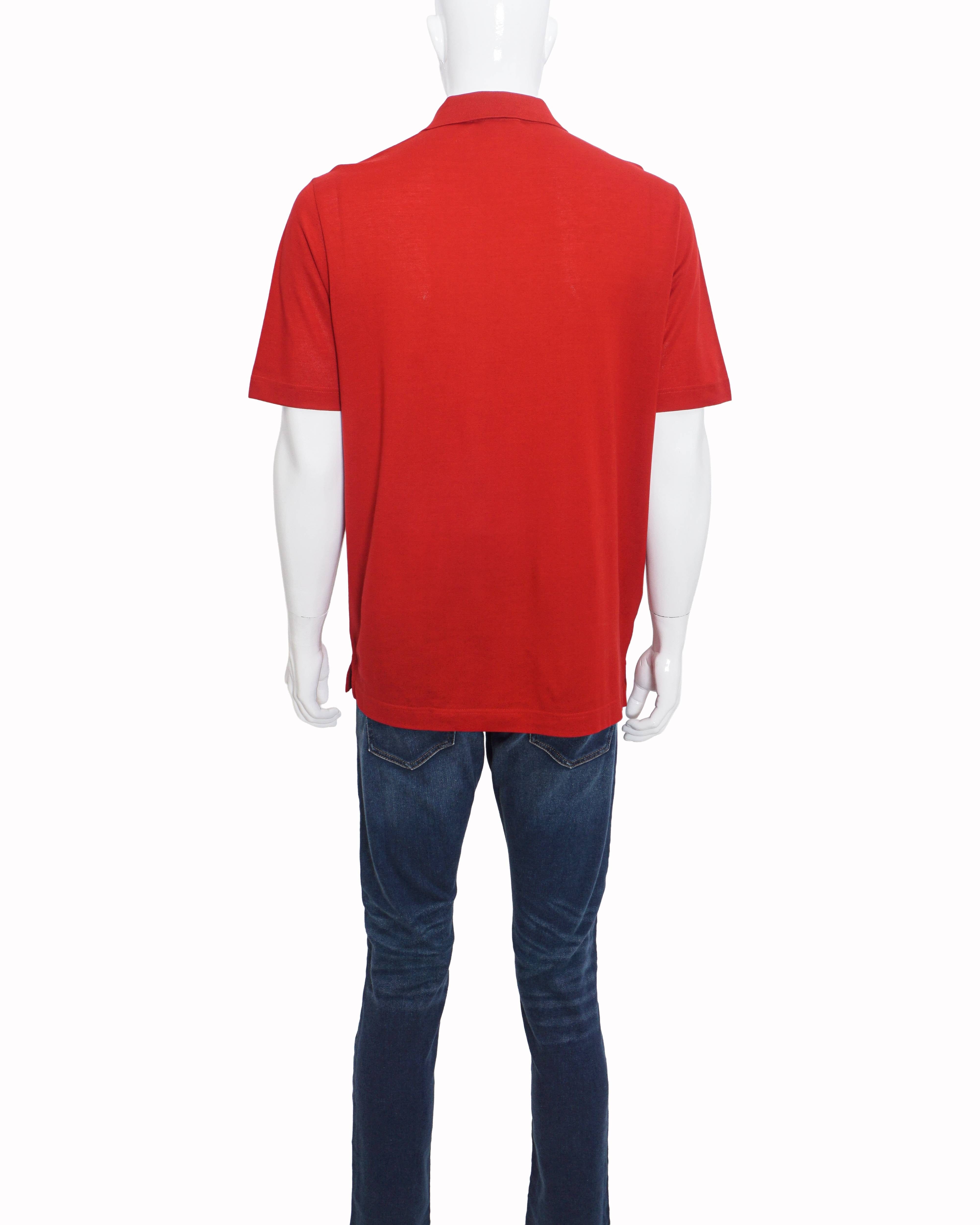 Hermès Classic Red Cotton Pocket Polo T - Shirt