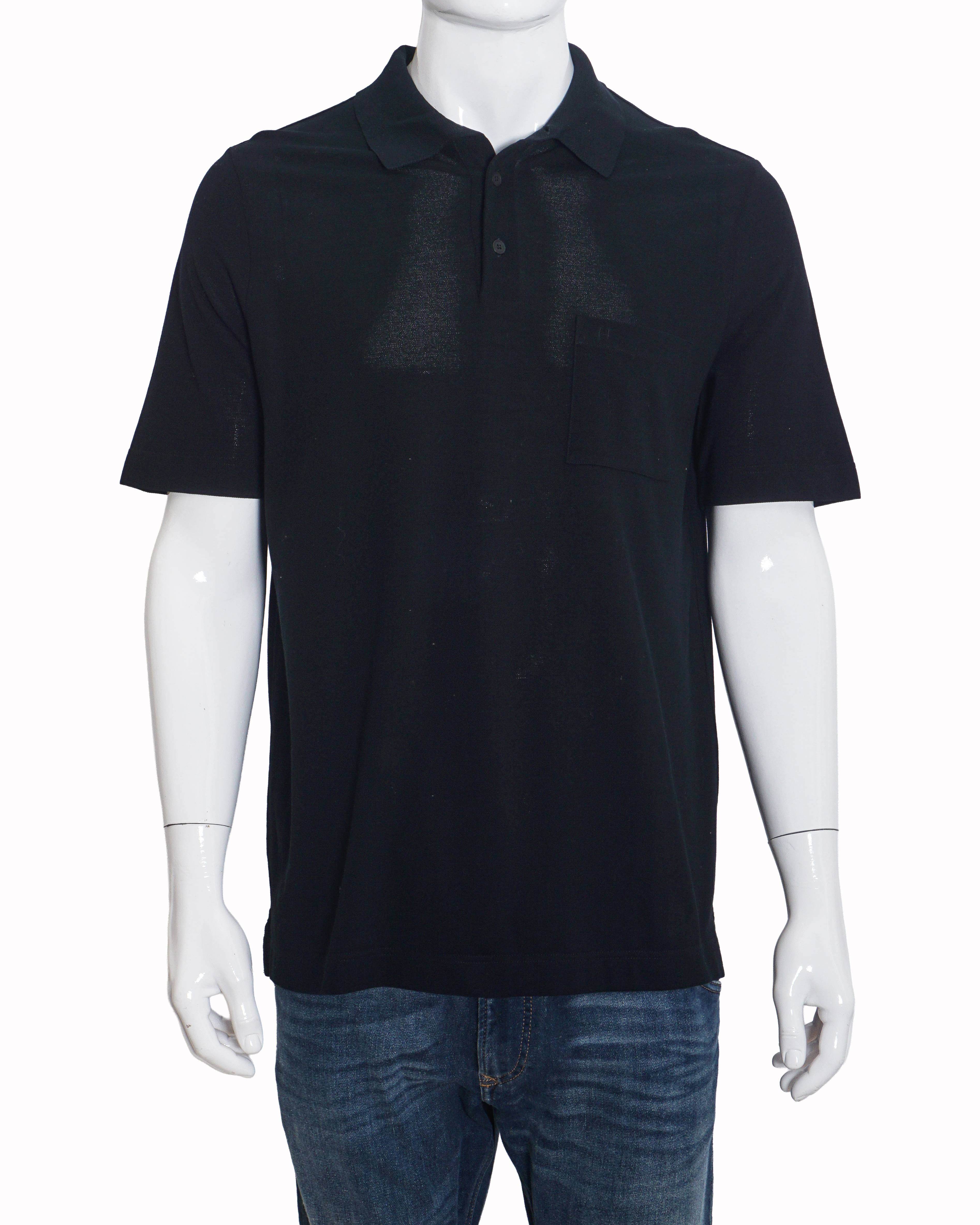 Hermès Classic Black Cotton Pocket Polo T - Shirt