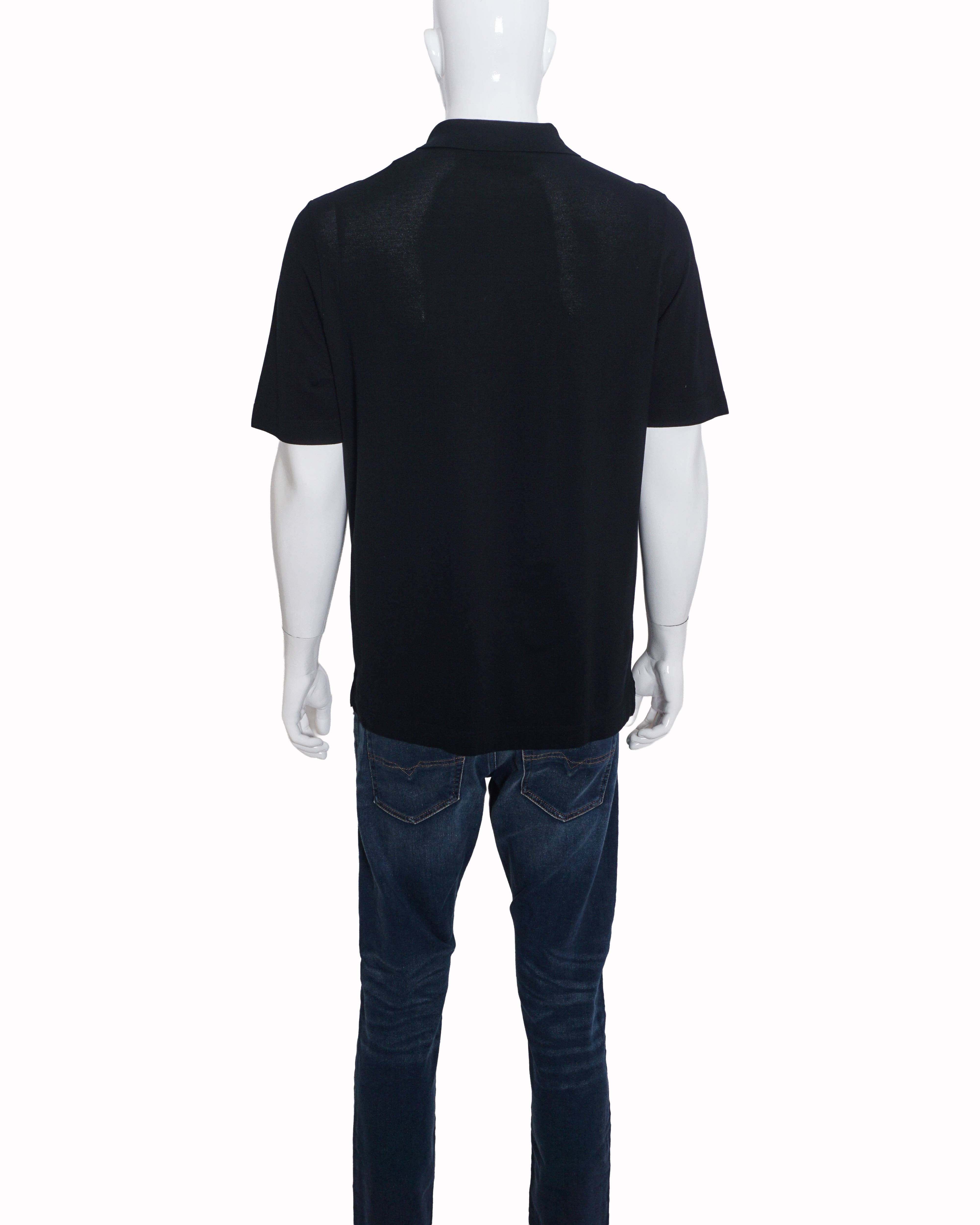Hermès Classic Black Cotton Pocket Polo T - Shirt