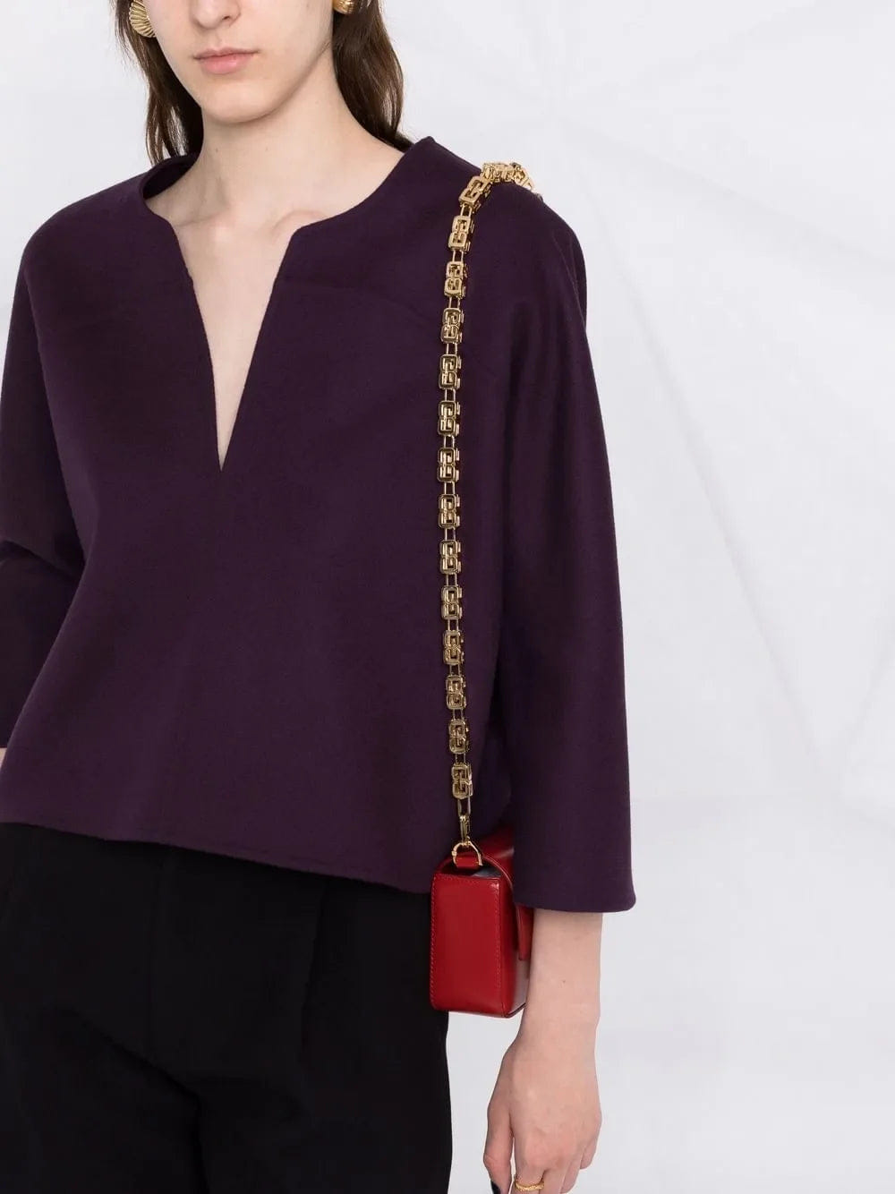 Valentino Garavani V - Neck Cropped - Sleeve Knitted Top