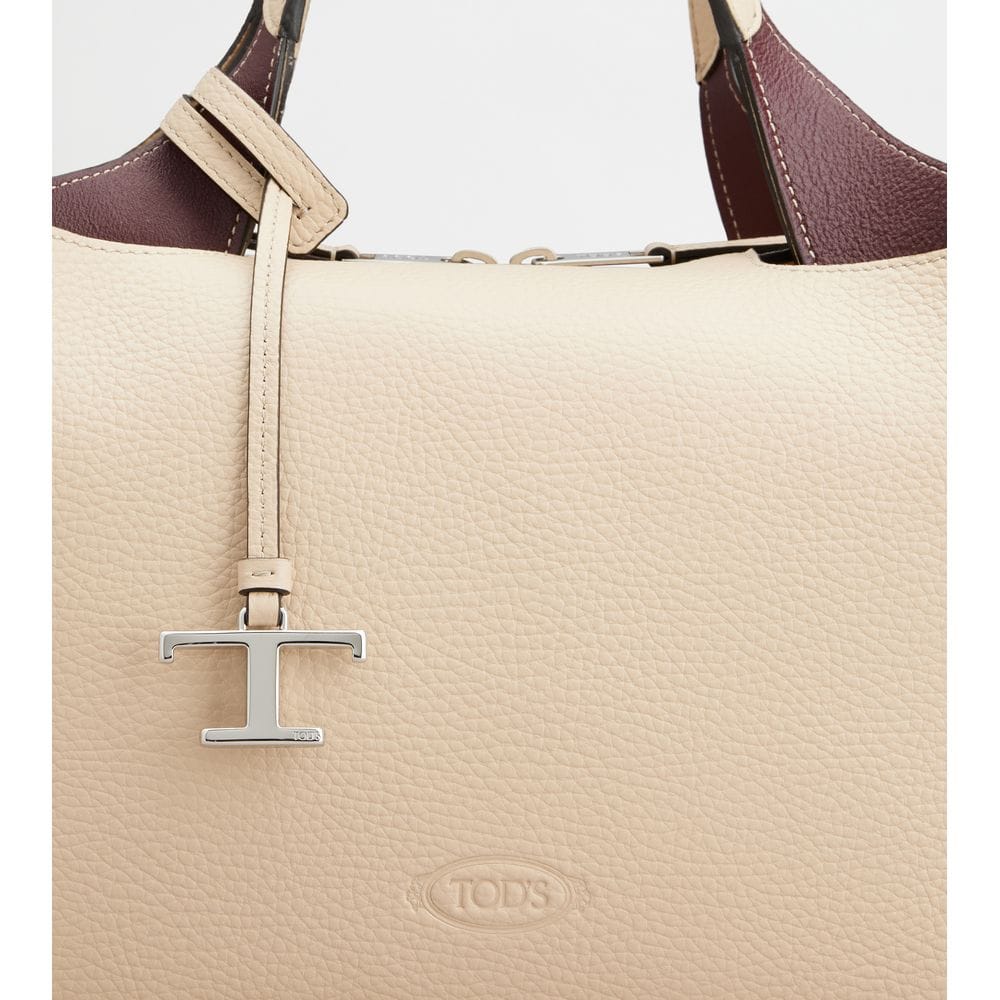Tod's Tods Bauletto Bag In Leather Medium Natural Burgundy