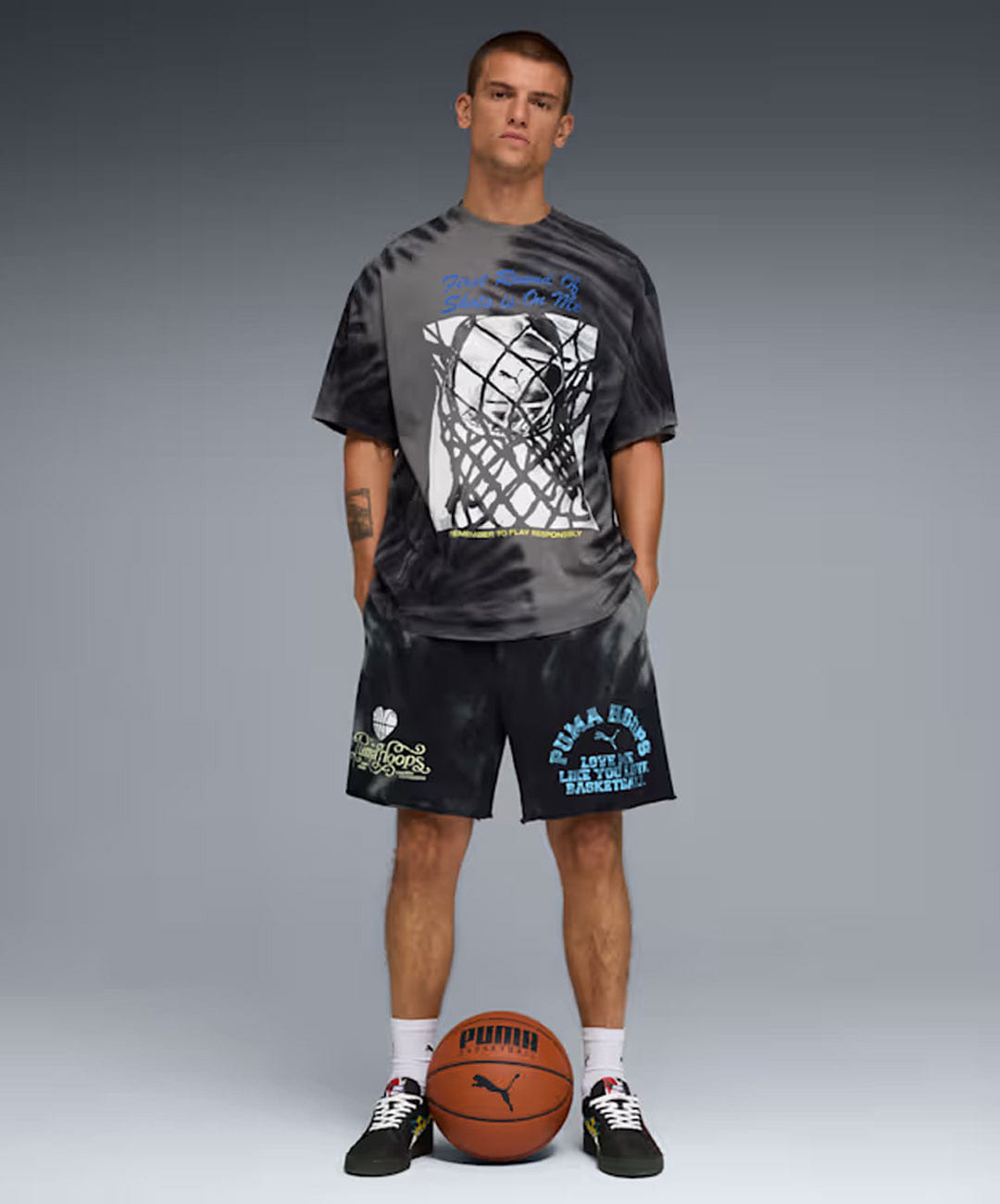 PUMA | WHAT THE FUN OVERSIZED GRAPHIC BASKETBALL T-Shirt II { PUMA BLACK
