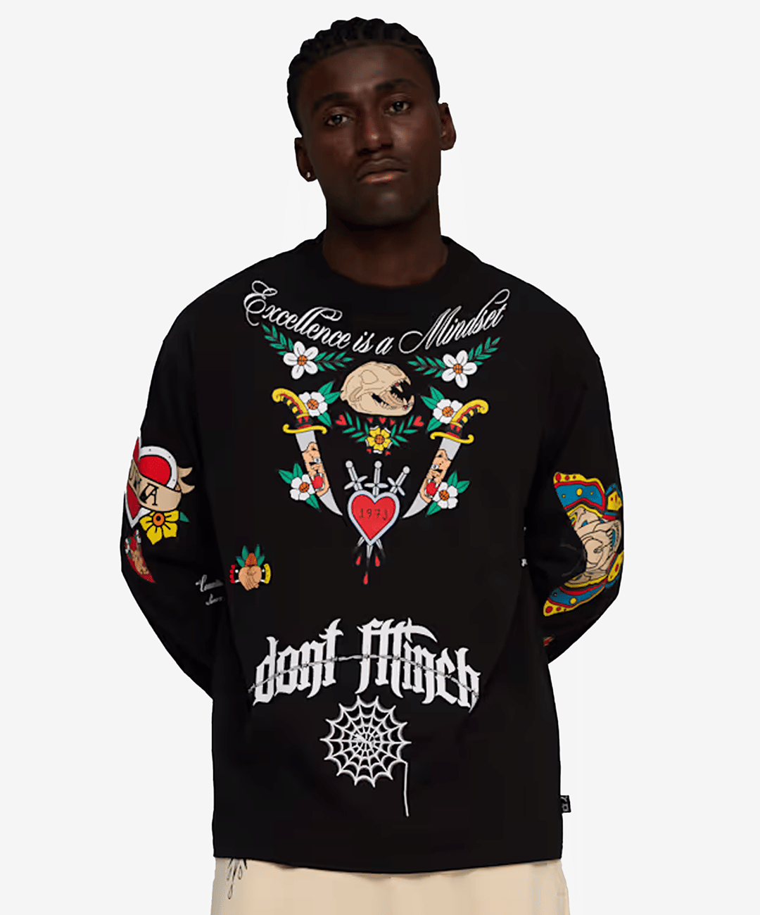 PUMA | SWISH N' INK LONG SLEEVE OVERSIZED BASKETBALL T-Shirt { BLACK