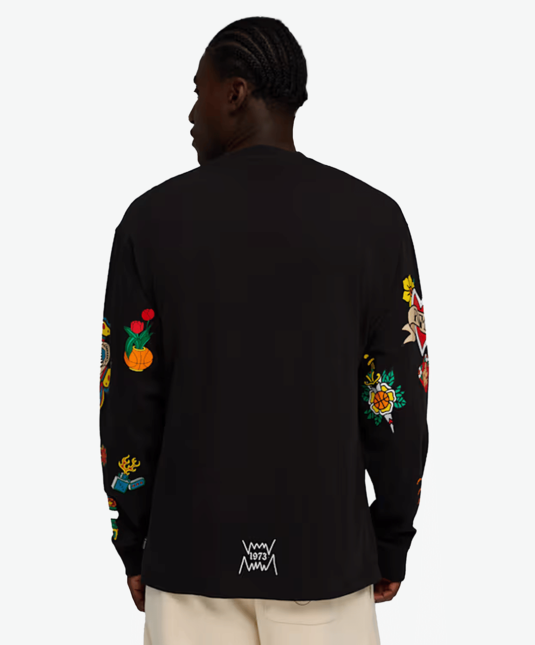 PUMA | SWISH N' INK LONG SLEEVE OVERSIZED BASKETBALL T-Shirt { BLACK