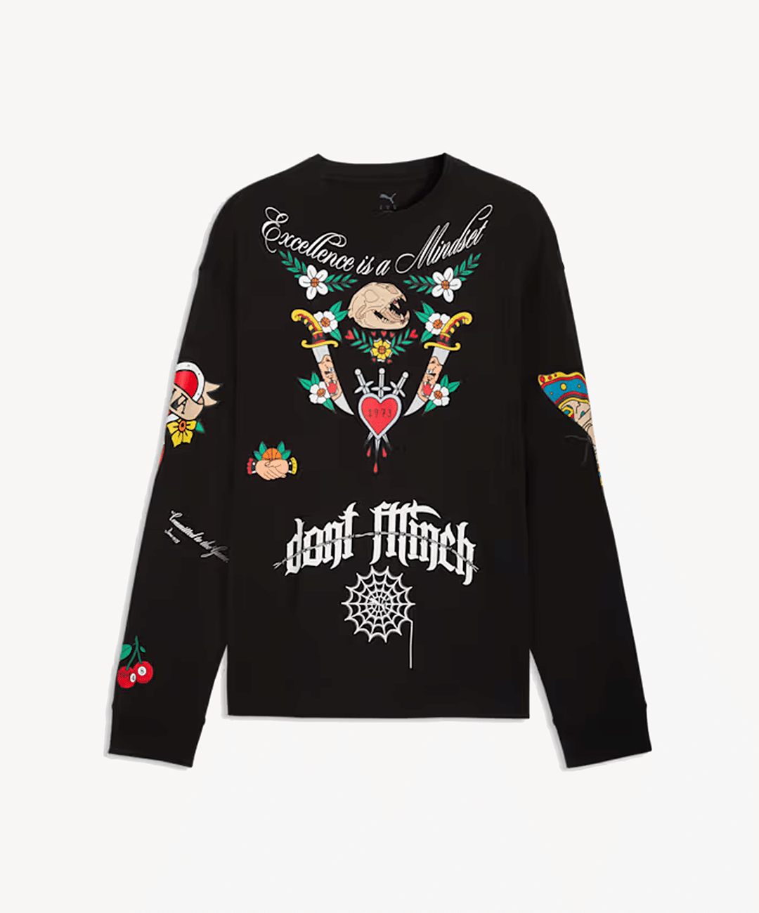 PUMA | SWISH N' INK LONG SLEEVE OVERSIZED BASKETBALL T-Shirt { BLACK