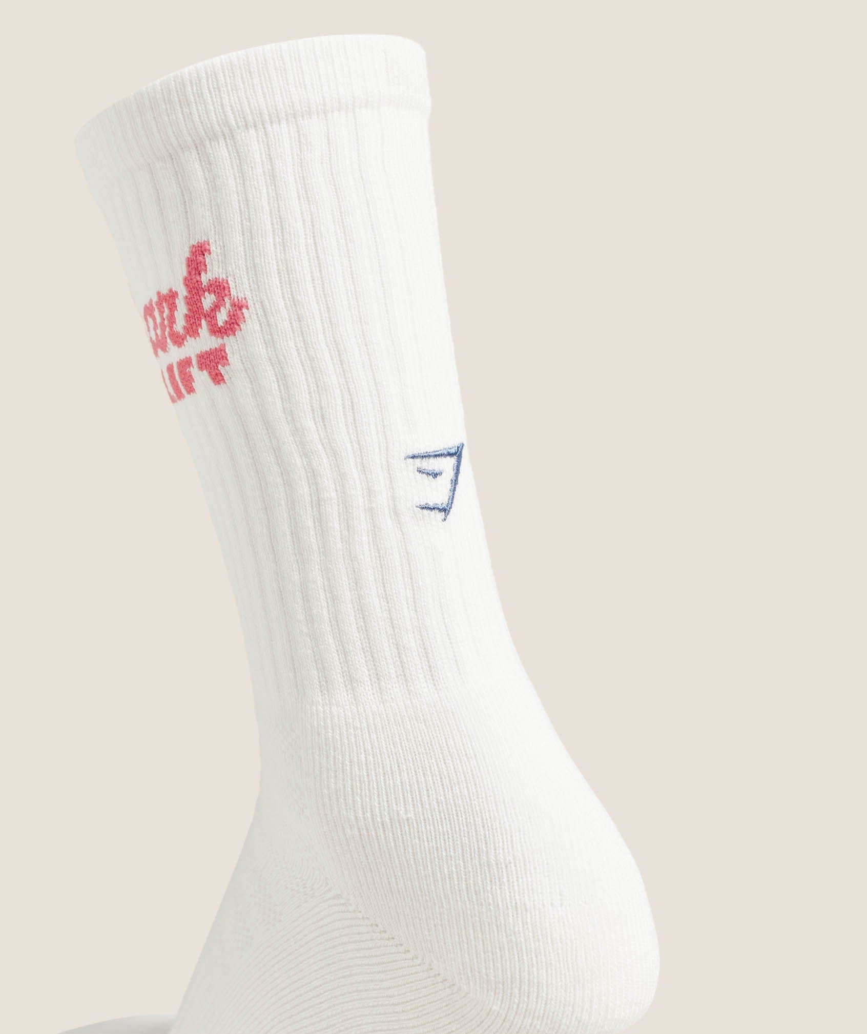 Gymshark Women's Gymshark Apres Lift Graphic Crew Sock Single Soft White