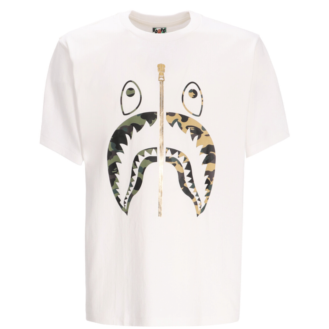 BAPE BATHING APE 1ST CAMO SEPARATE SHARK T-Shirt WHITE