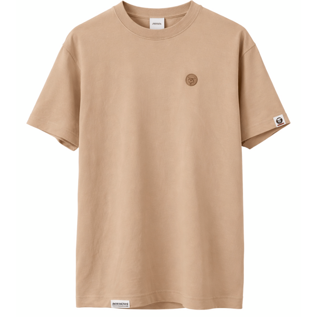 BAPE AAPE MOONFACE EMBROIDERED T-Shirt BEIGE