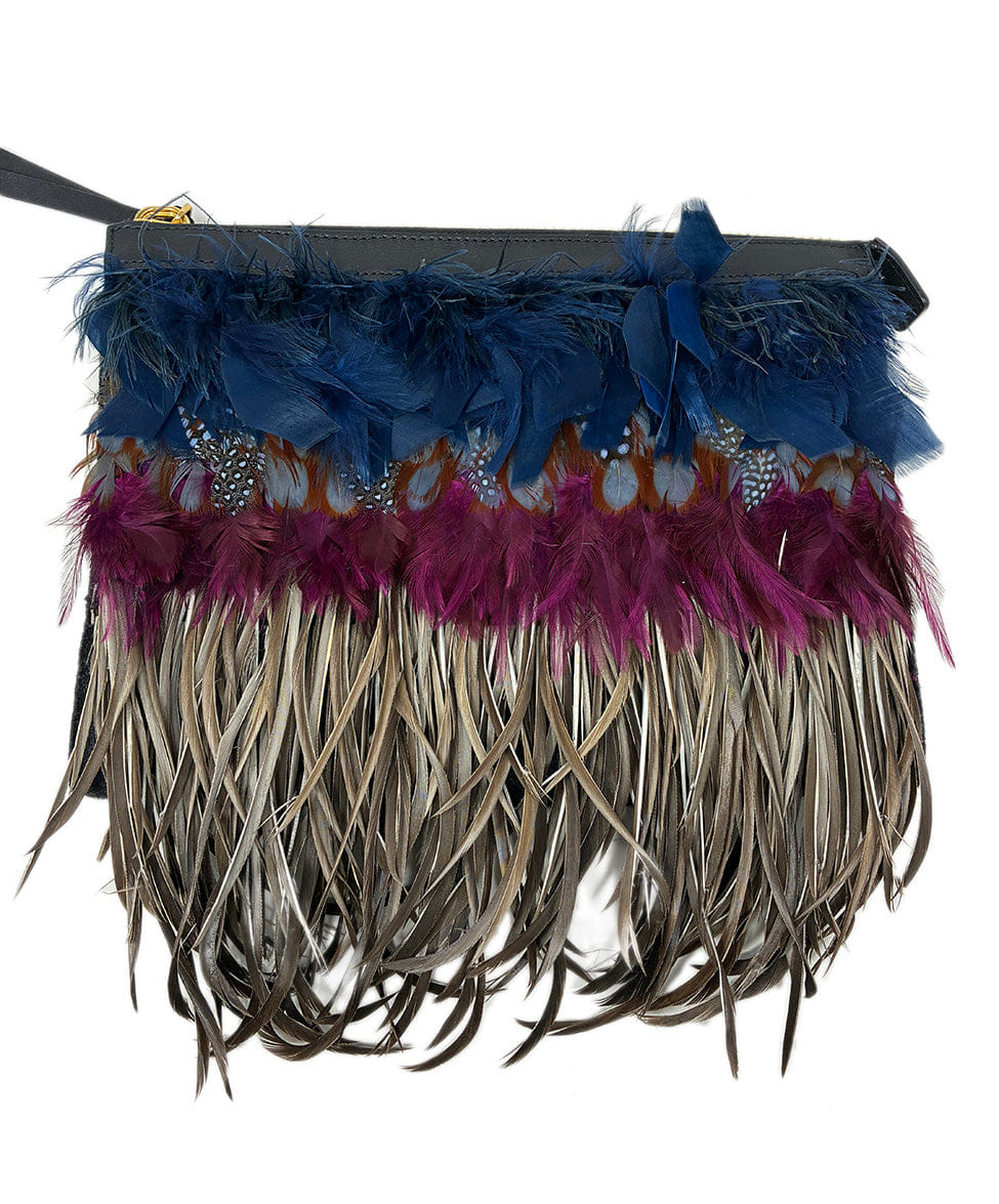Marni Multicolor Feathered Wool Wristlet