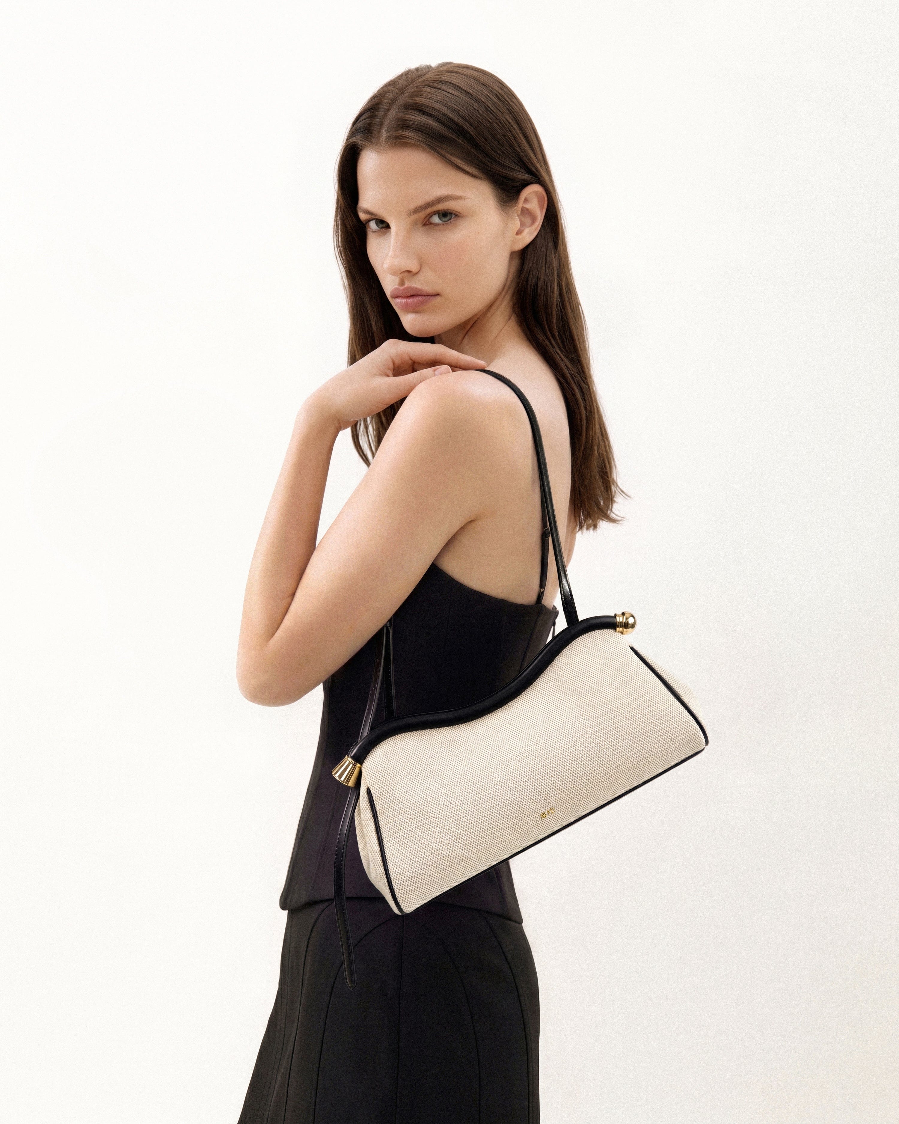 Jw Pei Naomi Curved Shoulder Bag Black Canvas