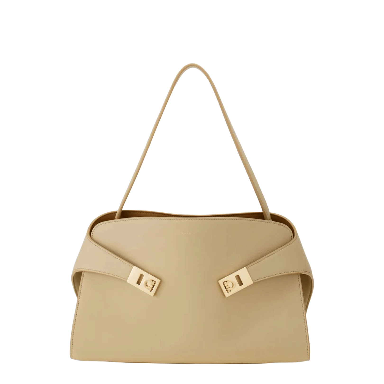 Ferragamo Hug Soft Medium Calf Leather Shoulder Bag - Stoneburnt