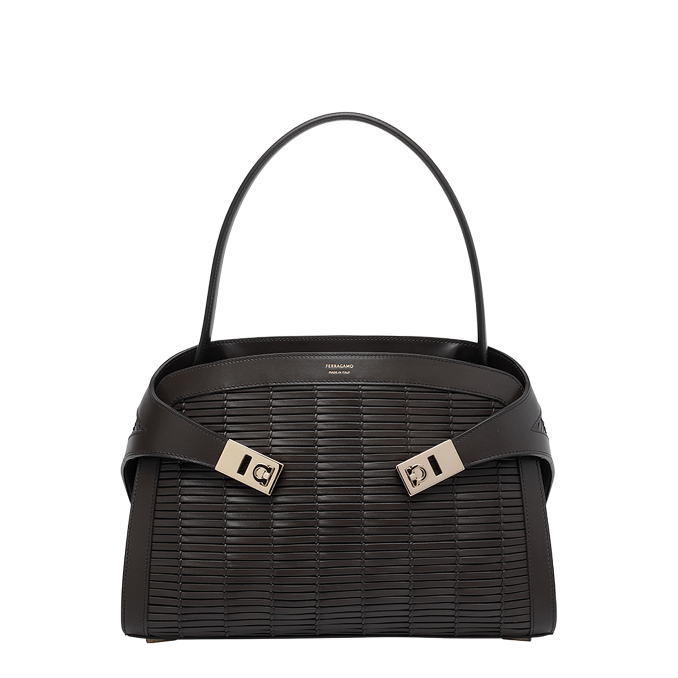 Ferragamo Hug Medium Calfskin Shoulder Bag - Testa di Moro