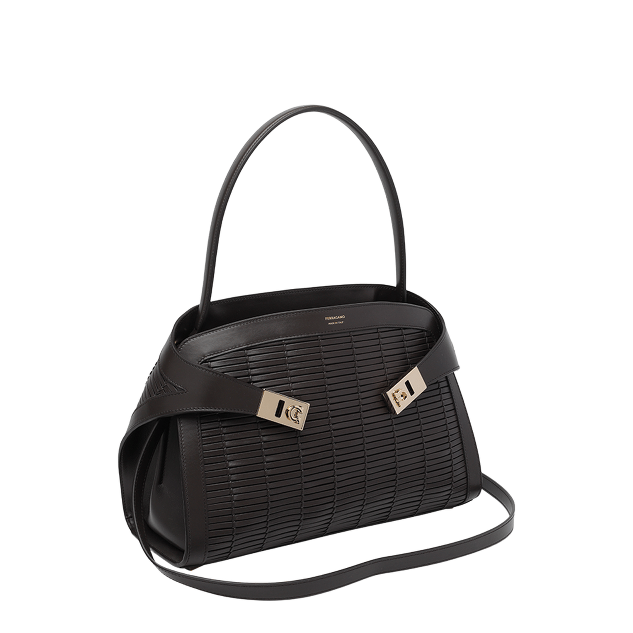 Ferragamo Hug Medium Calfskin Shoulder Bag - Testa di Moro