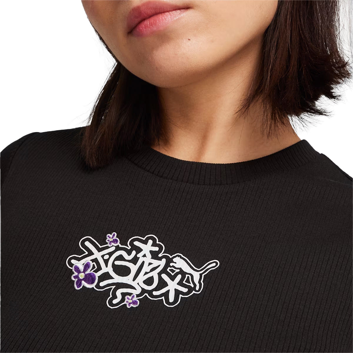 PUMA X - GIRL Ribbed T - shirt Black