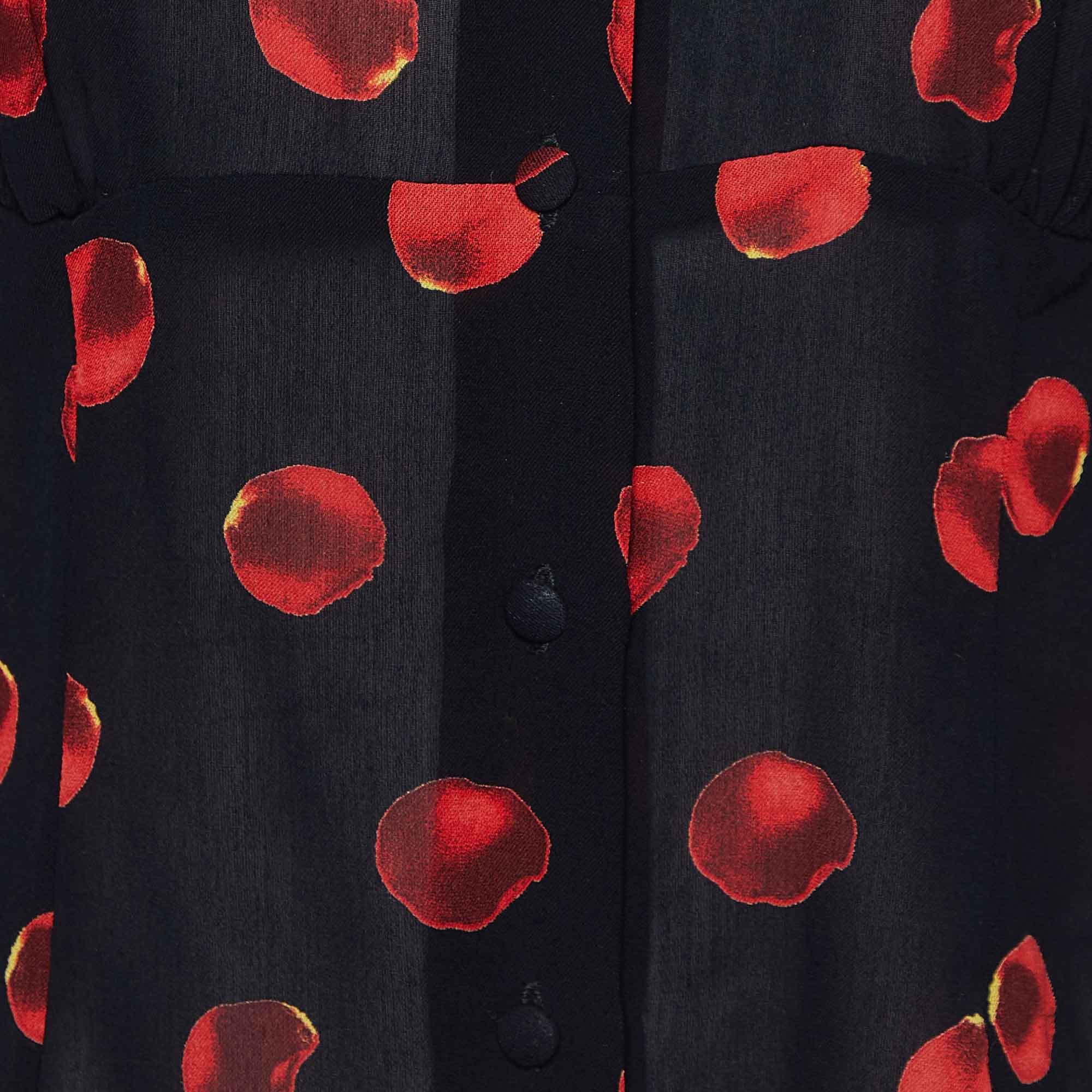 Moschino Cheap And Chic Black Printed Crepe Button Front Top
