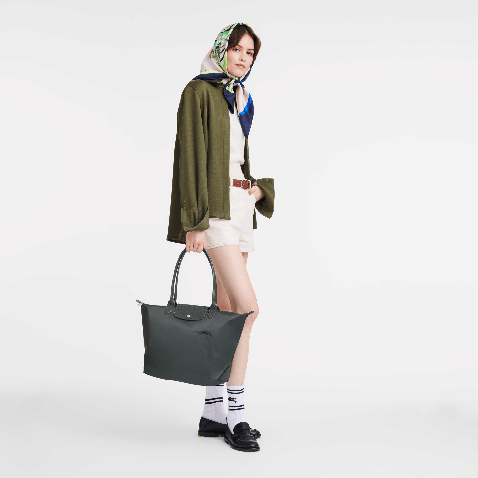 Long Champ Longchamp Le Pliage Green L Tote bag Graphite