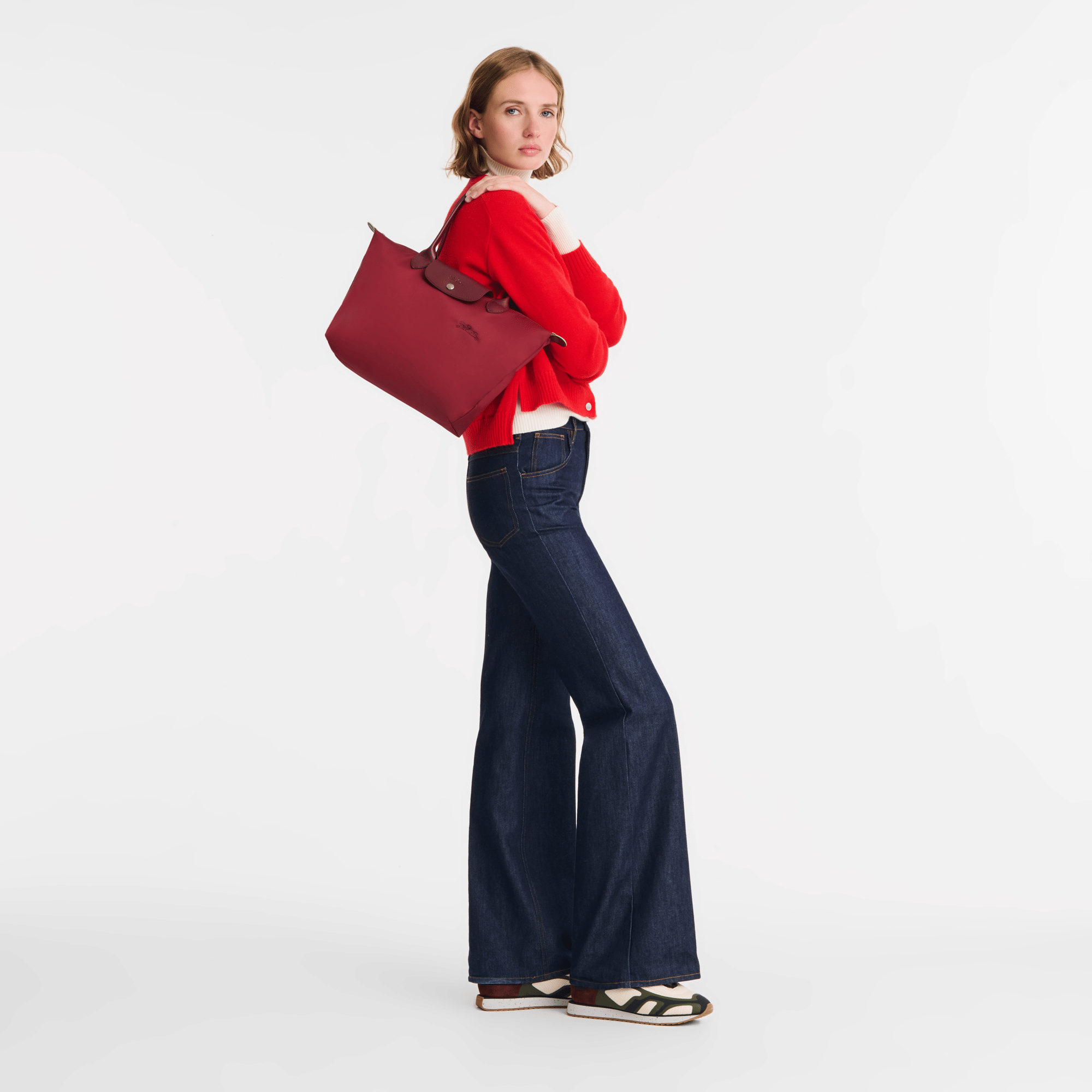 Long Champ Longchamp Le Pliage Green M Tote bag Pomegranate