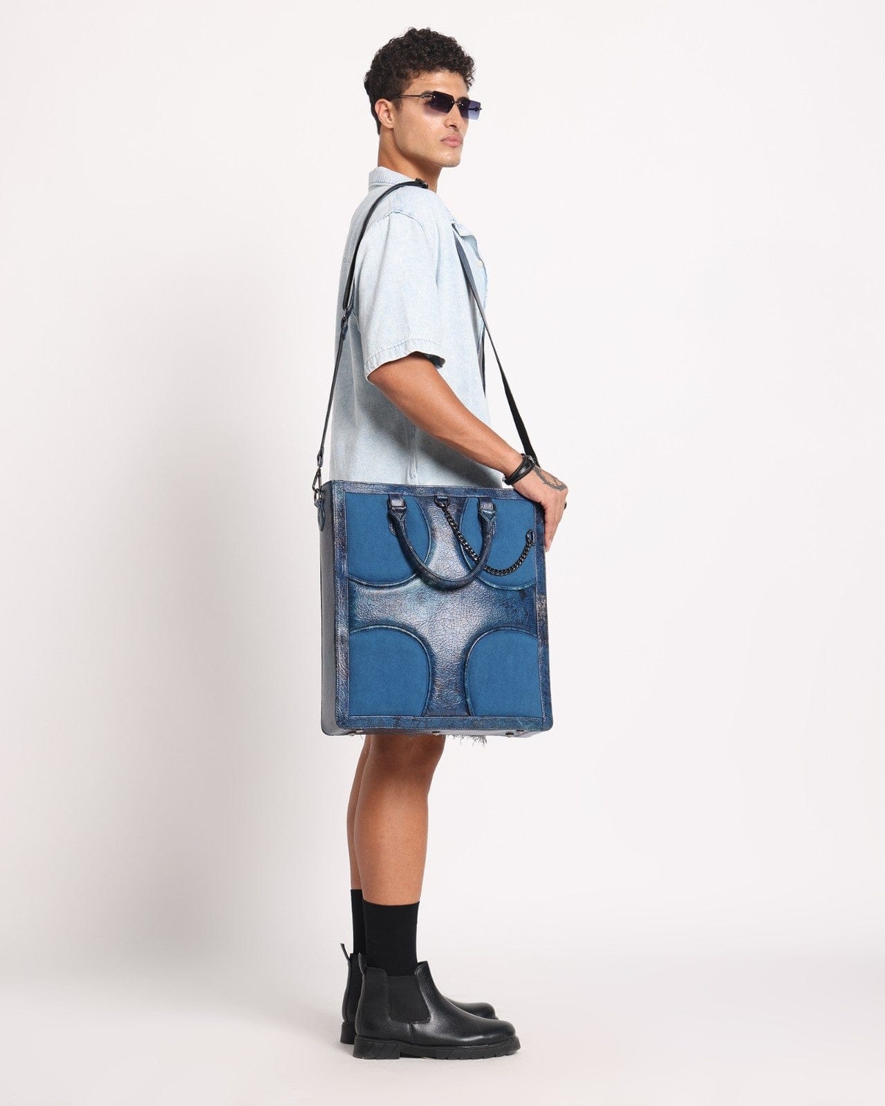 FETTI Muddled Shopper Tote/ Backpack - Cracked Indigo