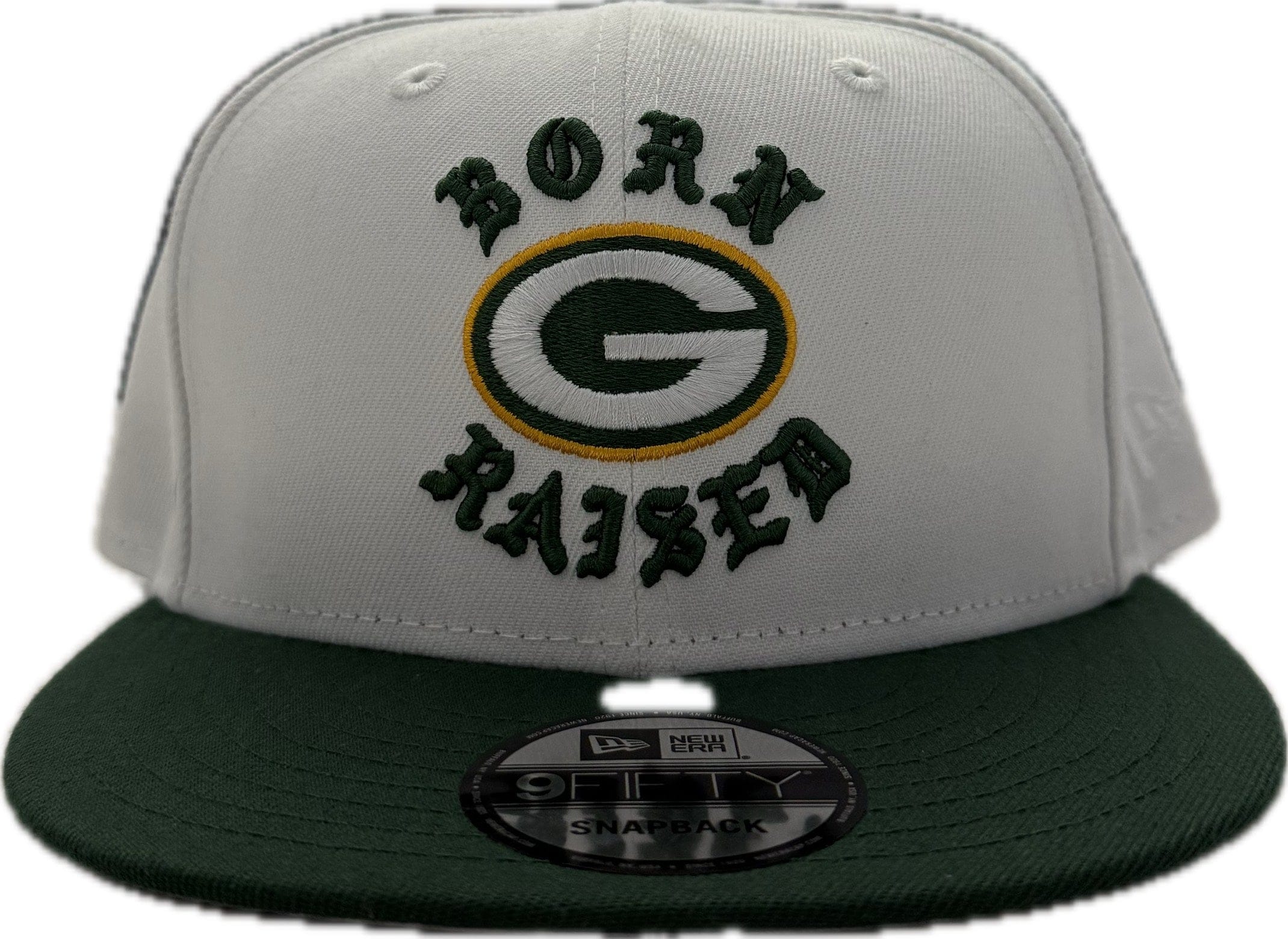 New Era Born x Raised x Packers New Era Snapback Rocker Hat White