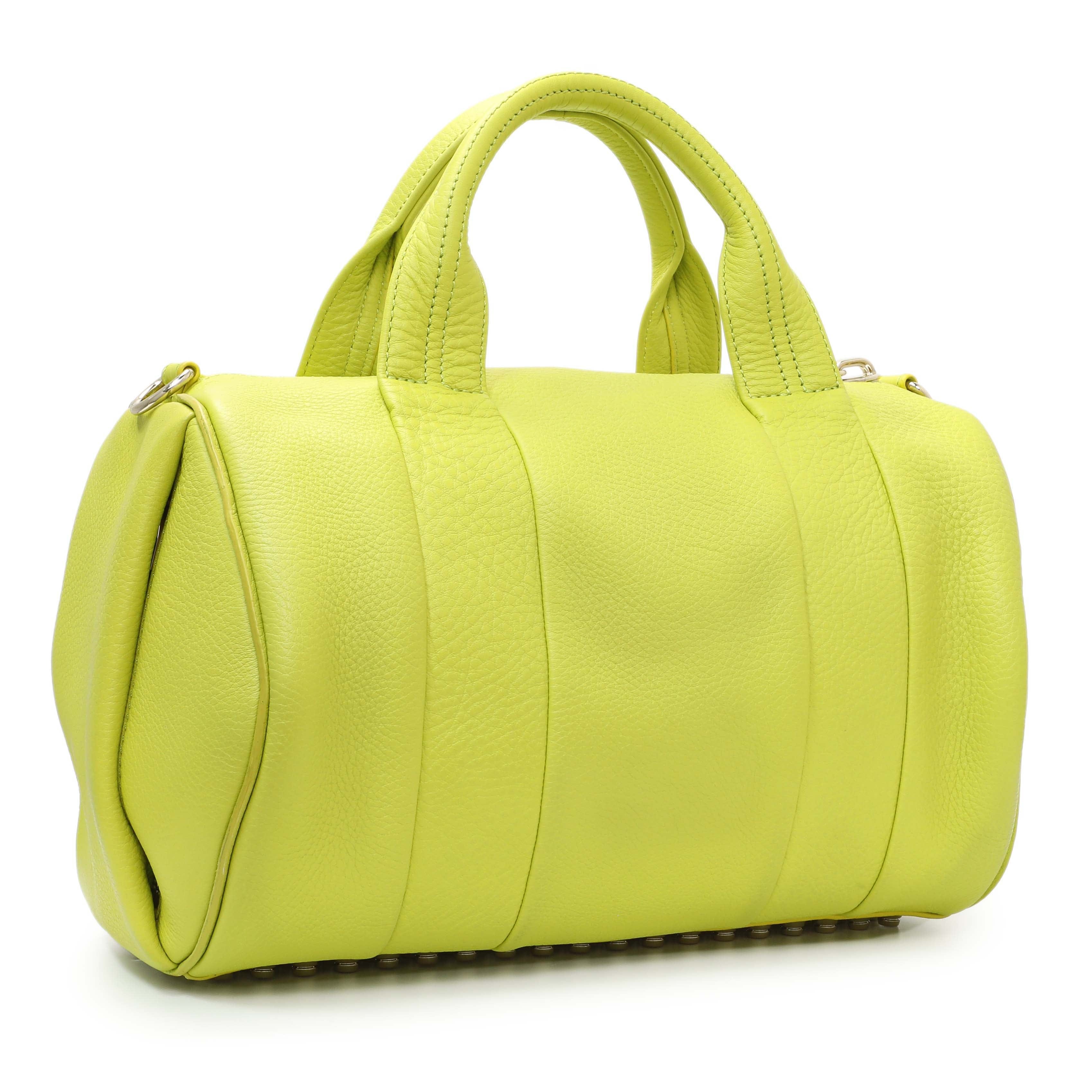 Alexander Wang Lime Green Pebbled Lambskin Rocco