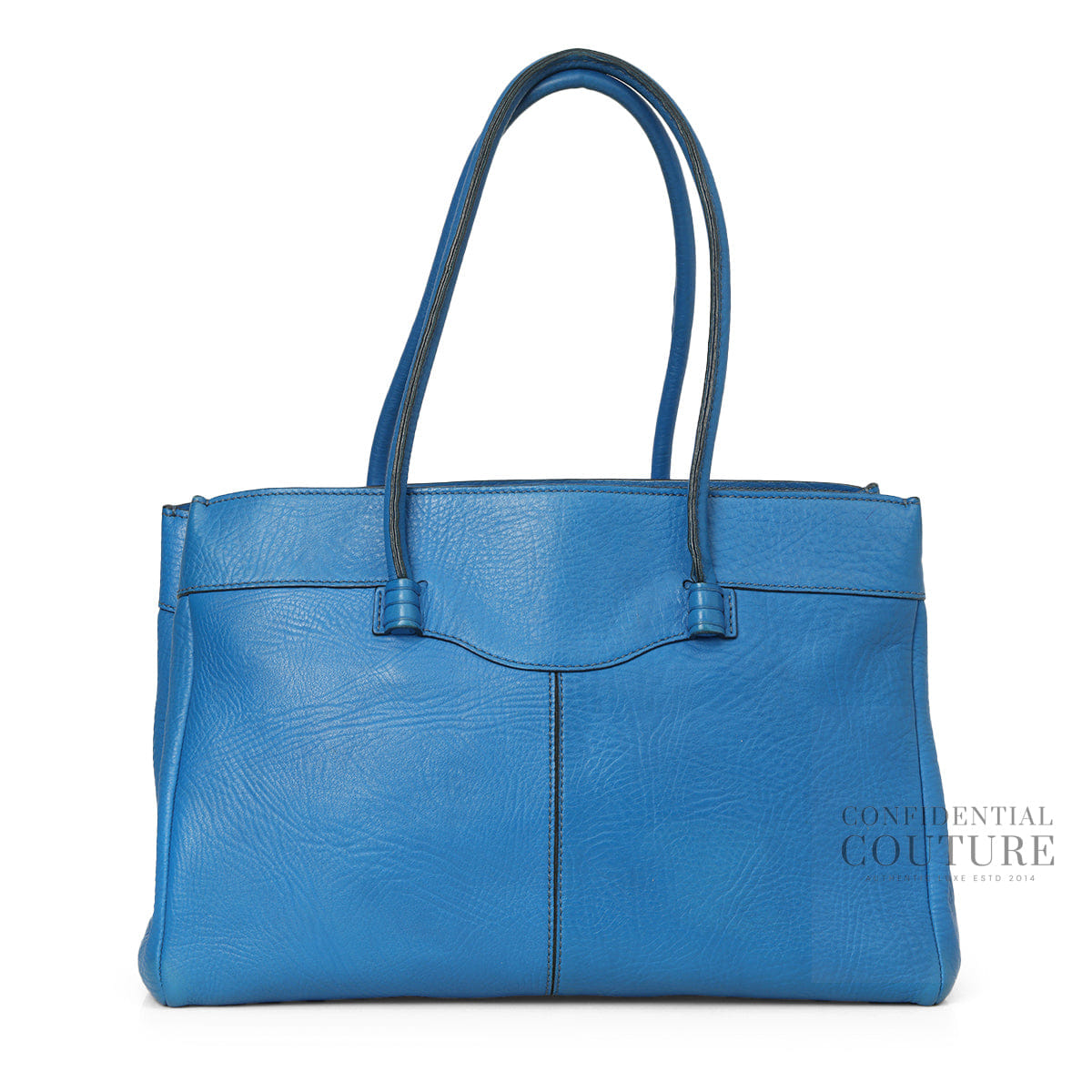 Tods Mocassino Blue Leather Tote Bag