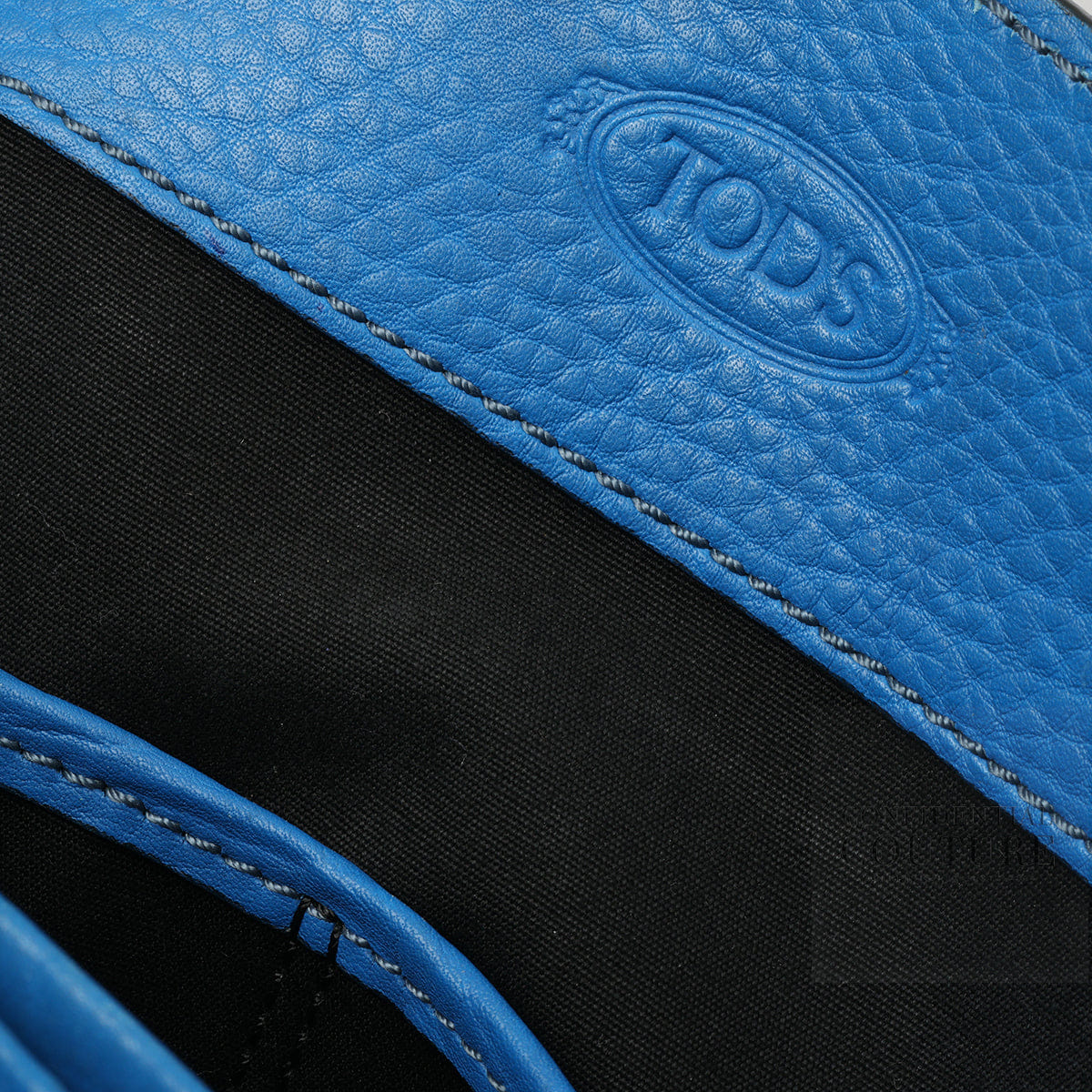 Tods Mocassino Blue Leather Tote Bag