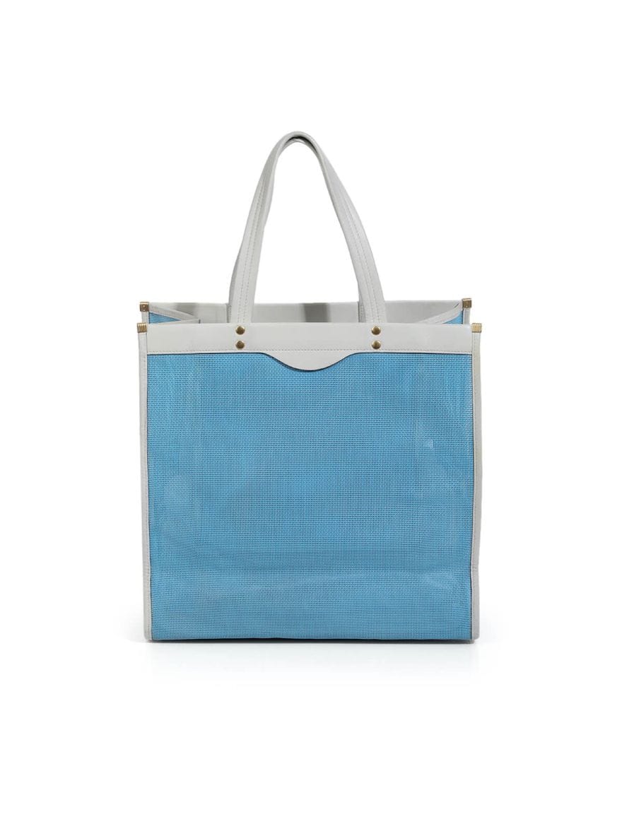 Blue Trimmed Mesh Tote