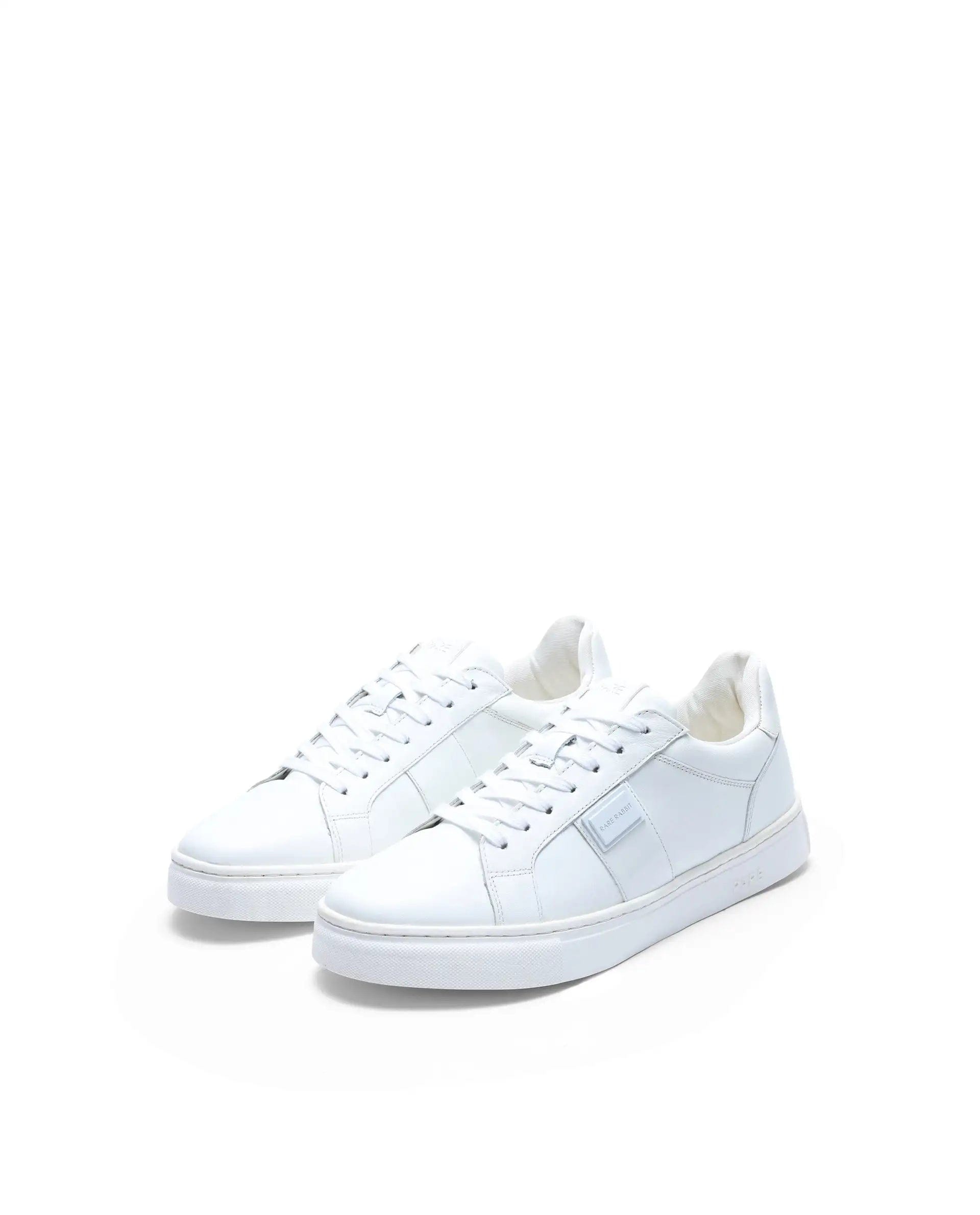 RAREZ Rare Rabbit Men's Alden White Leather Fabric Sneaker