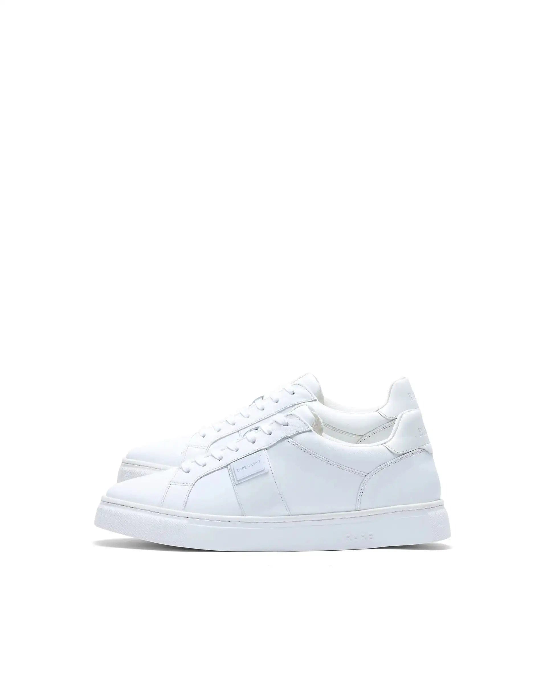 RAREZ Rare Rabbit Men's Alden White Leather Fabric Sneaker