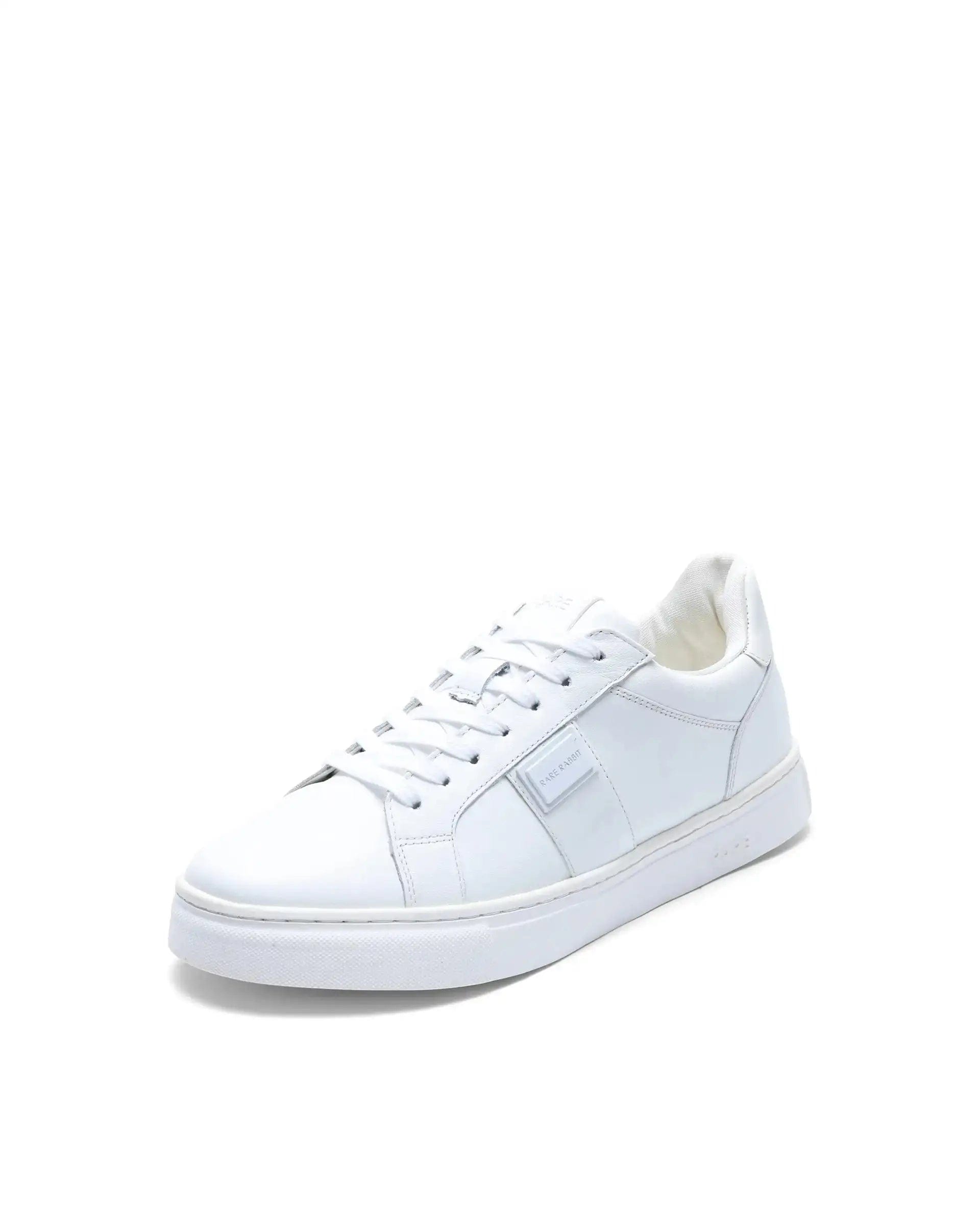 RAREZ Rare Rabbit Men's Alden White Leather Fabric Sneaker