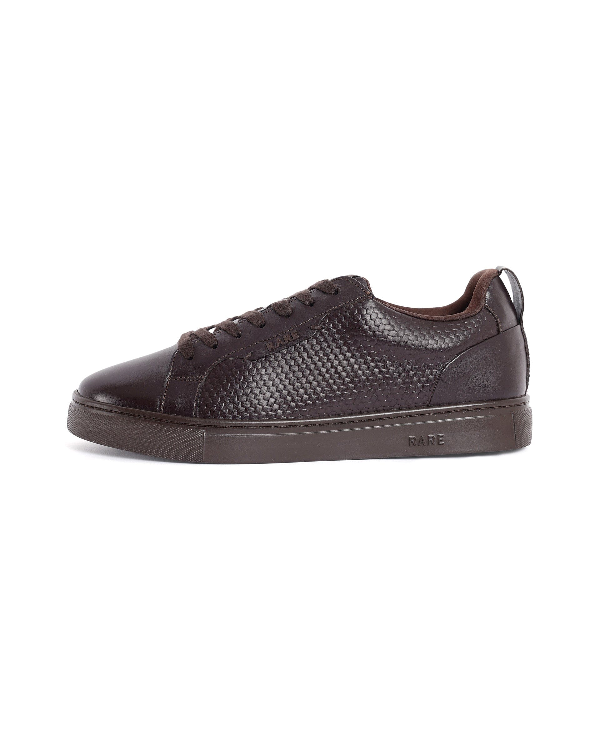 RAREZ Rare Rabbit Mens Rapso Brown Round Toe Low - Top Embossed Lace - Up Sneaker Shoes
