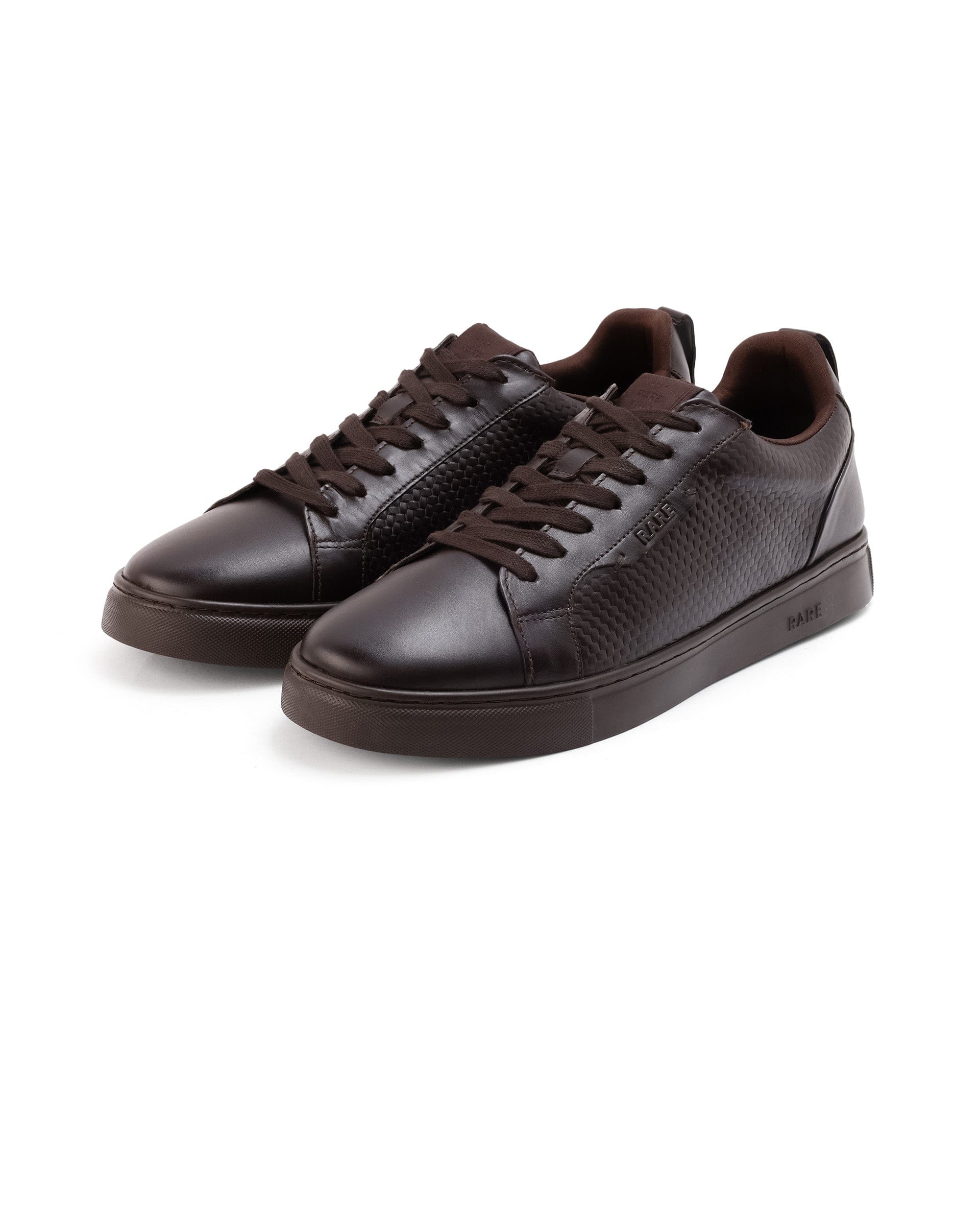 RAREZ Rare Rabbit Mens Rapso Brown Round Toe Low - Top Embossed Lace - Up Sneaker Shoes