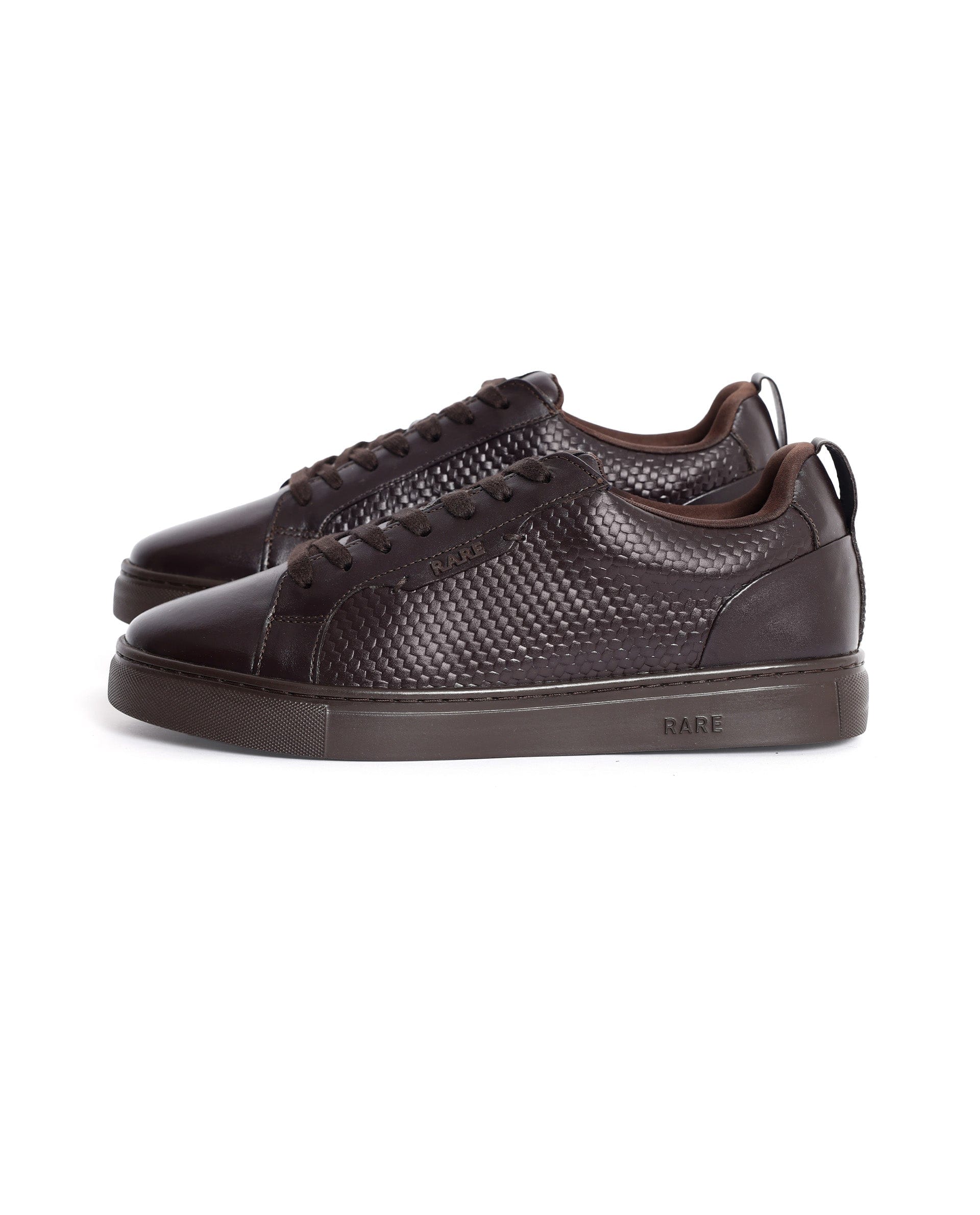 RAREZ Rare Rabbit Mens Rapso Brown Round Toe Low - Top Embossed Lace - Up Sneaker Shoes