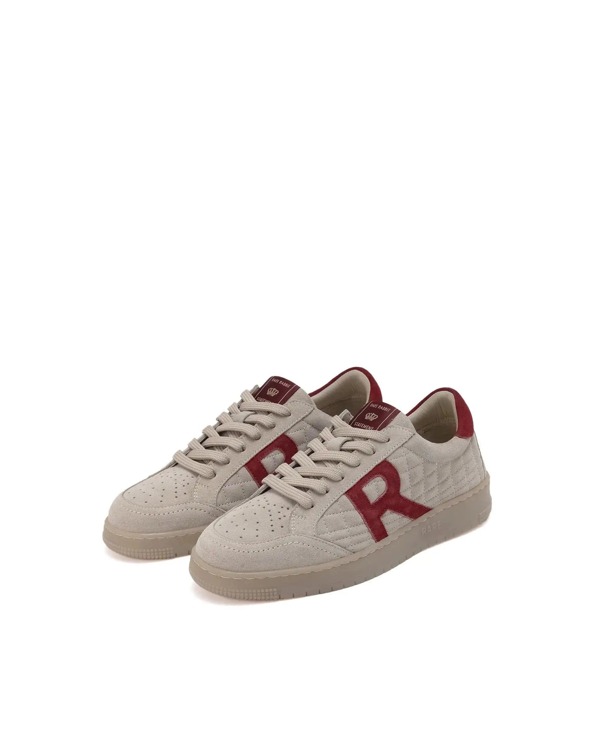 RAREZ Rare Rabbit Men Quilt Beige Premium Suede Fabric Low - Top Lace Up Quilted Sneaker Shoes