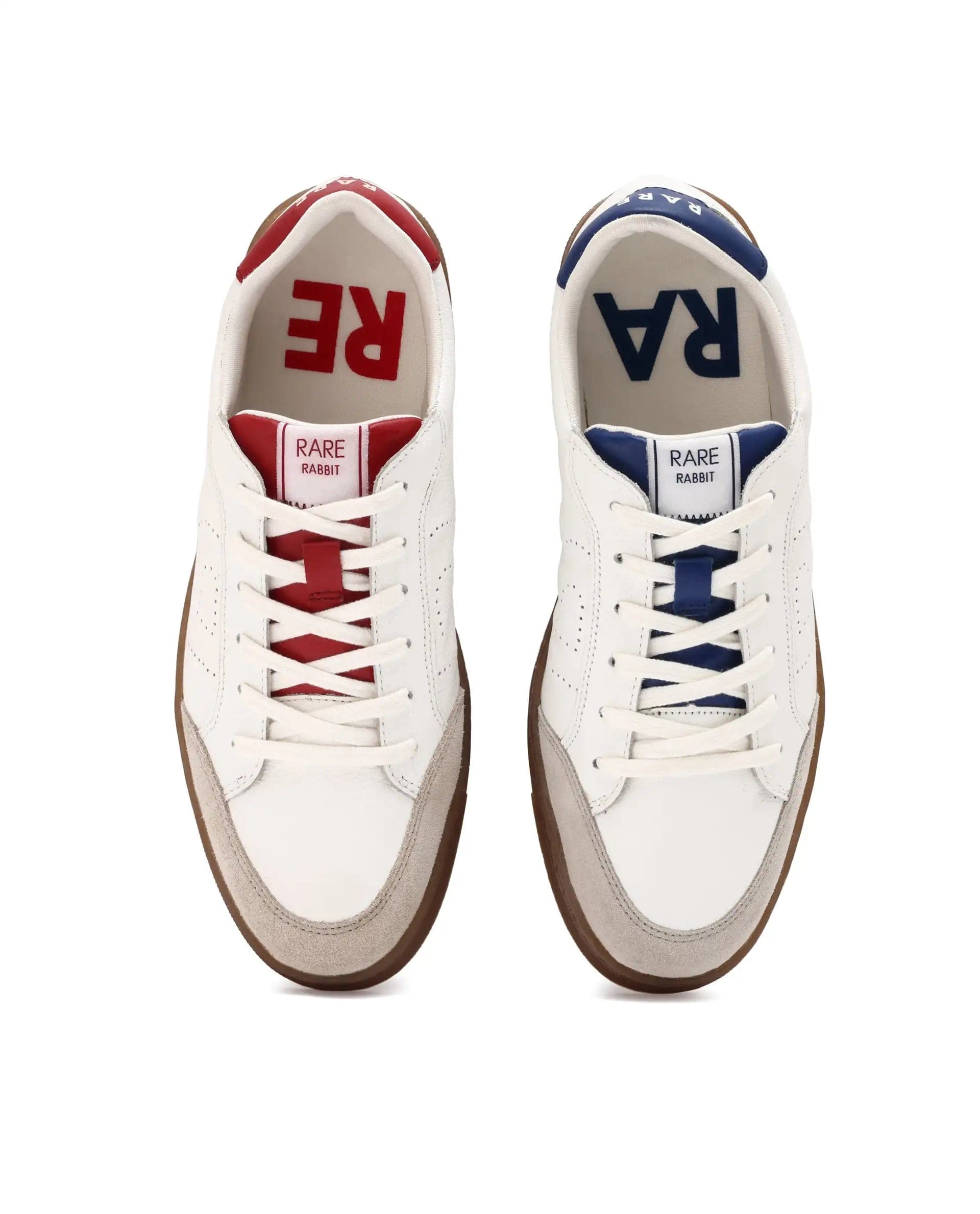RAREZ Rare Rabbit Mens Rocco White Round Toe Low Top Perforated Lace - Up Sneaker Shoes
