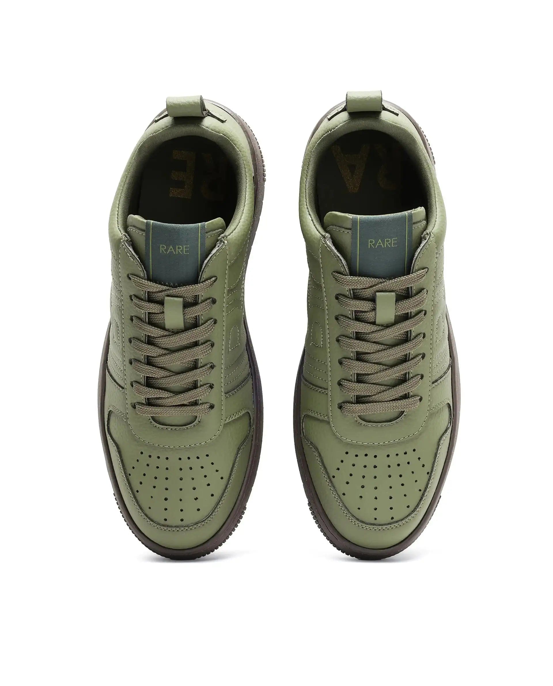 RAREZ Rare Rabbit Men's Bane Olive Micro Leather Sneaker